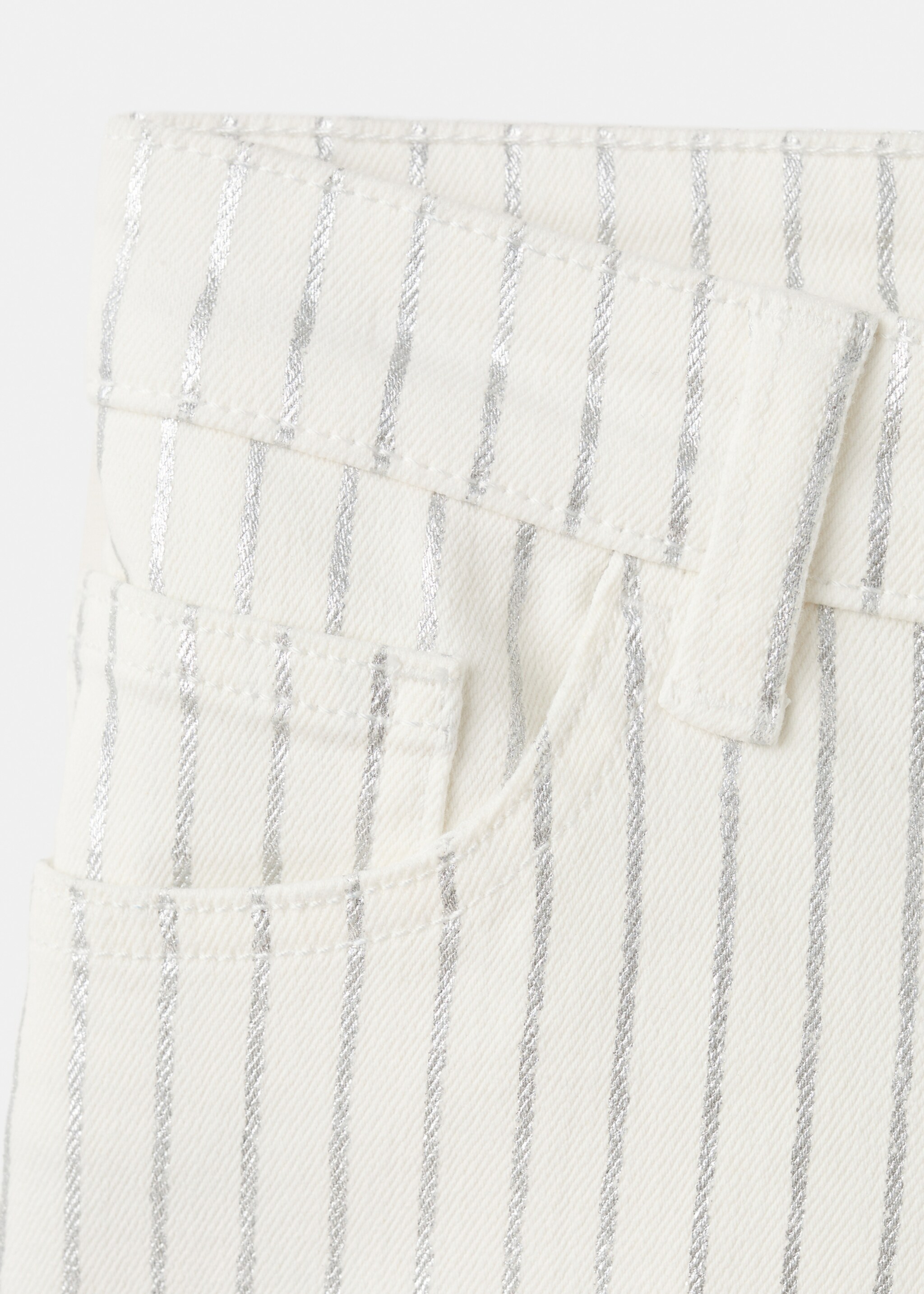 Striped denim shorts - Details of the article 8, White. Ref: 27087898-00.