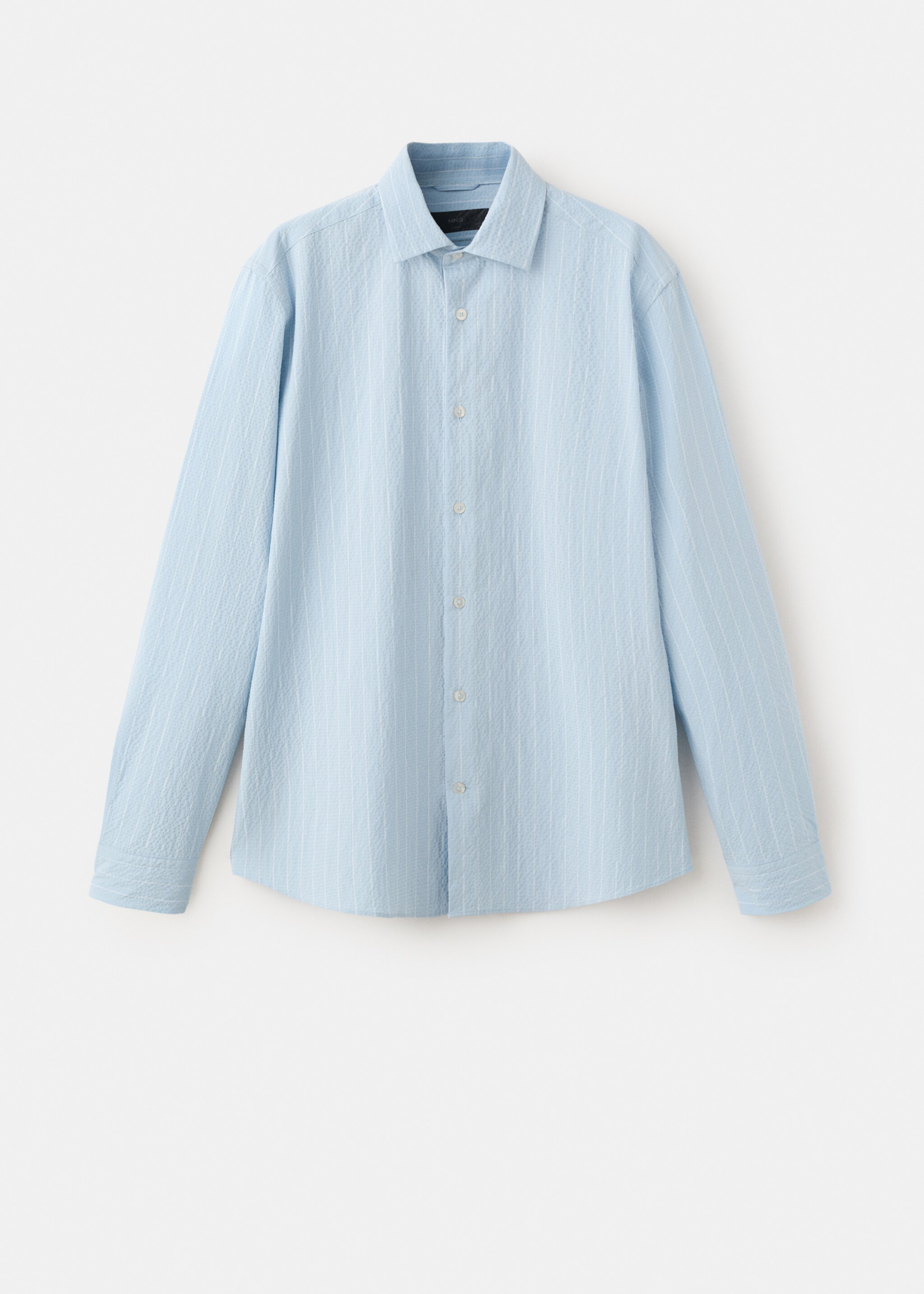 Chemise rayures tennis effet froissé - Article sans modèle, Bleu ciel. Ref: 27087910-00.