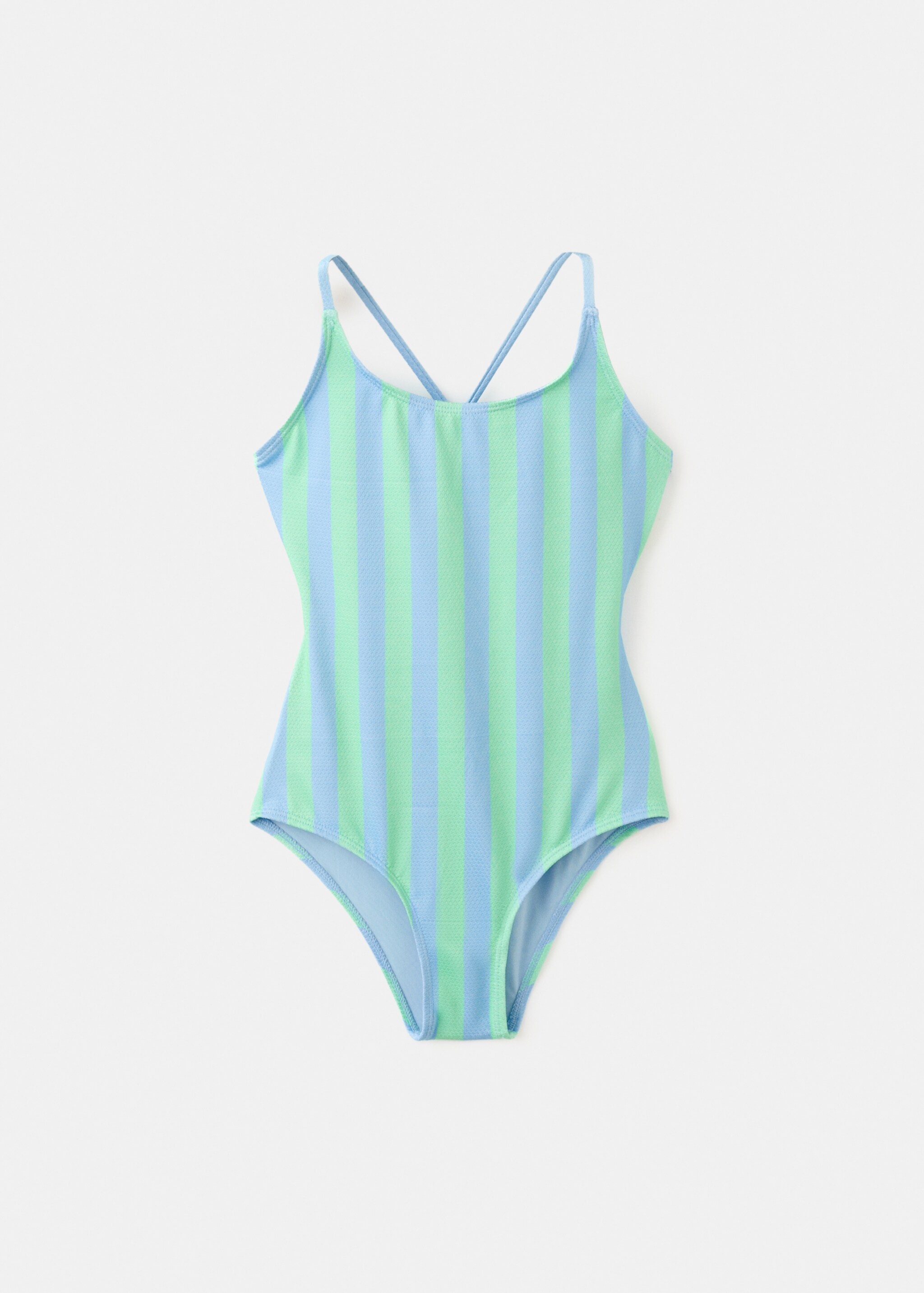 Two-tone striped swimming costume - Article without model, Blue. Ref: 27087917-00.