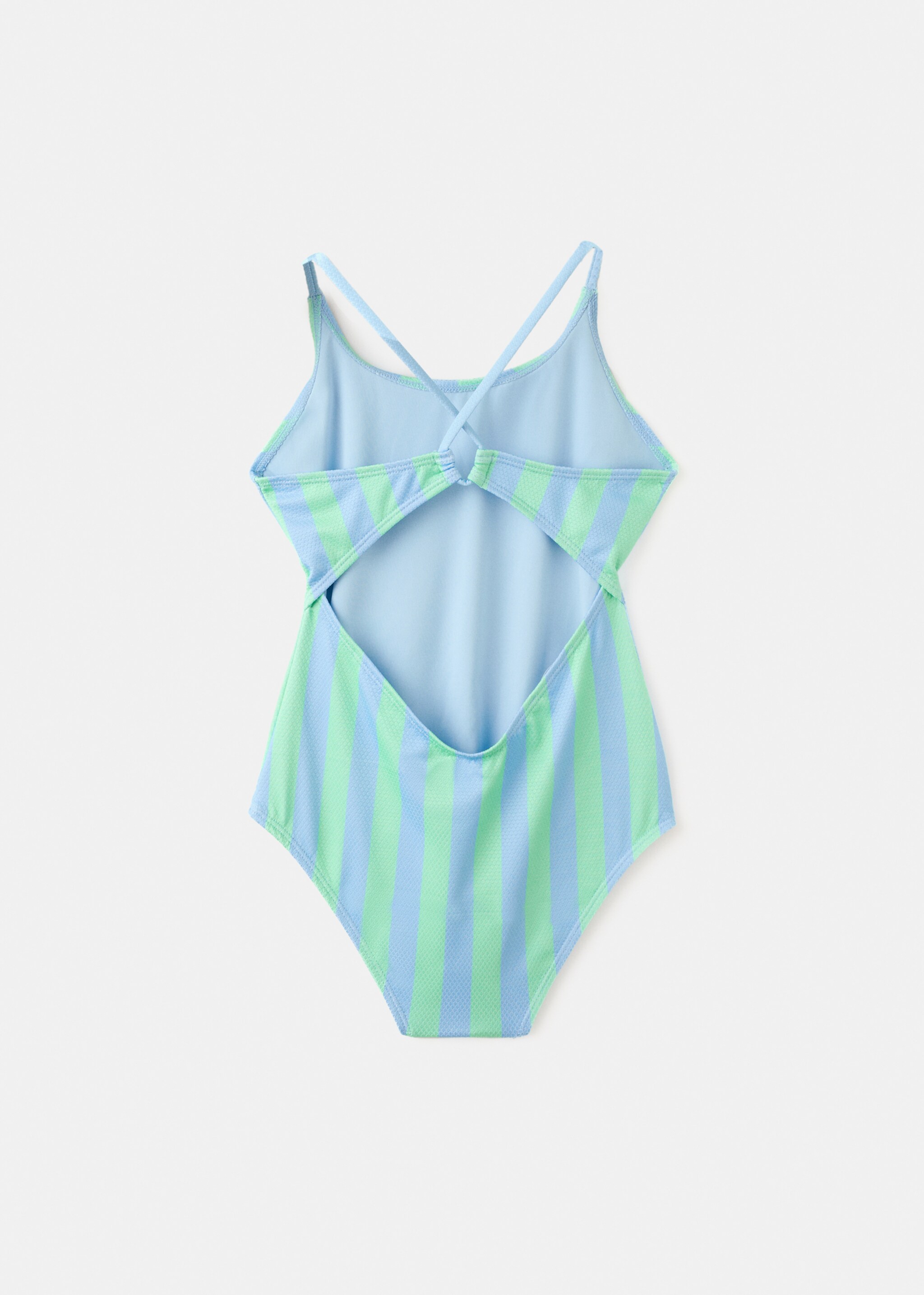 Two-tone striped swimming costume - Reverse of the article, Blue. Ref: 27087917-00.