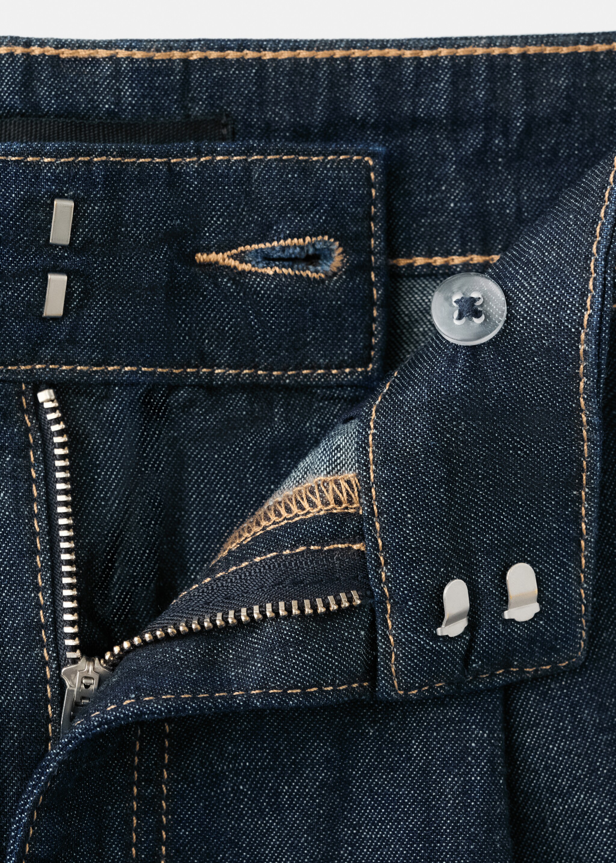 Mid-rise denim bermuda shorts with pleats - Details of the article 0, Open Blue. Ref: 27087923-00.