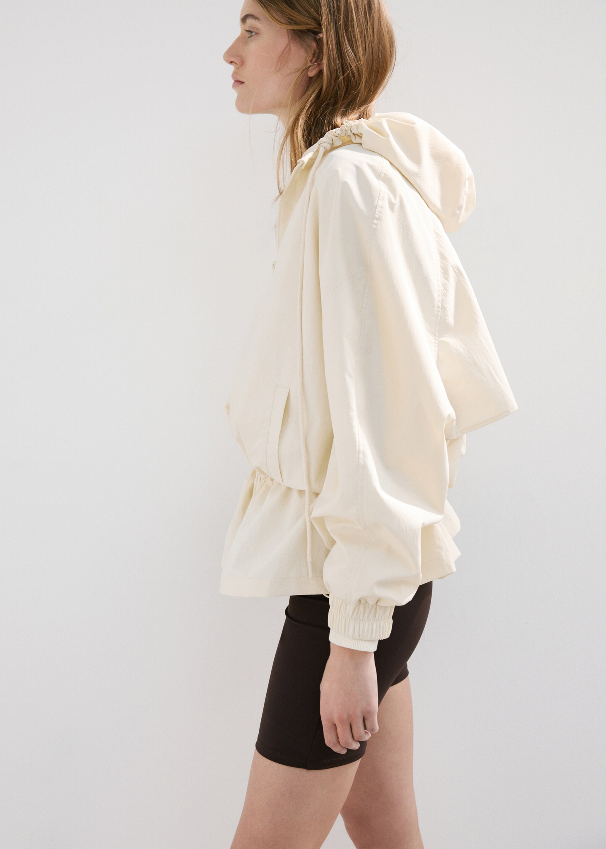 Oversized hooded parka - Details of the article 1, Ecru. Ref: 27087929-00.
