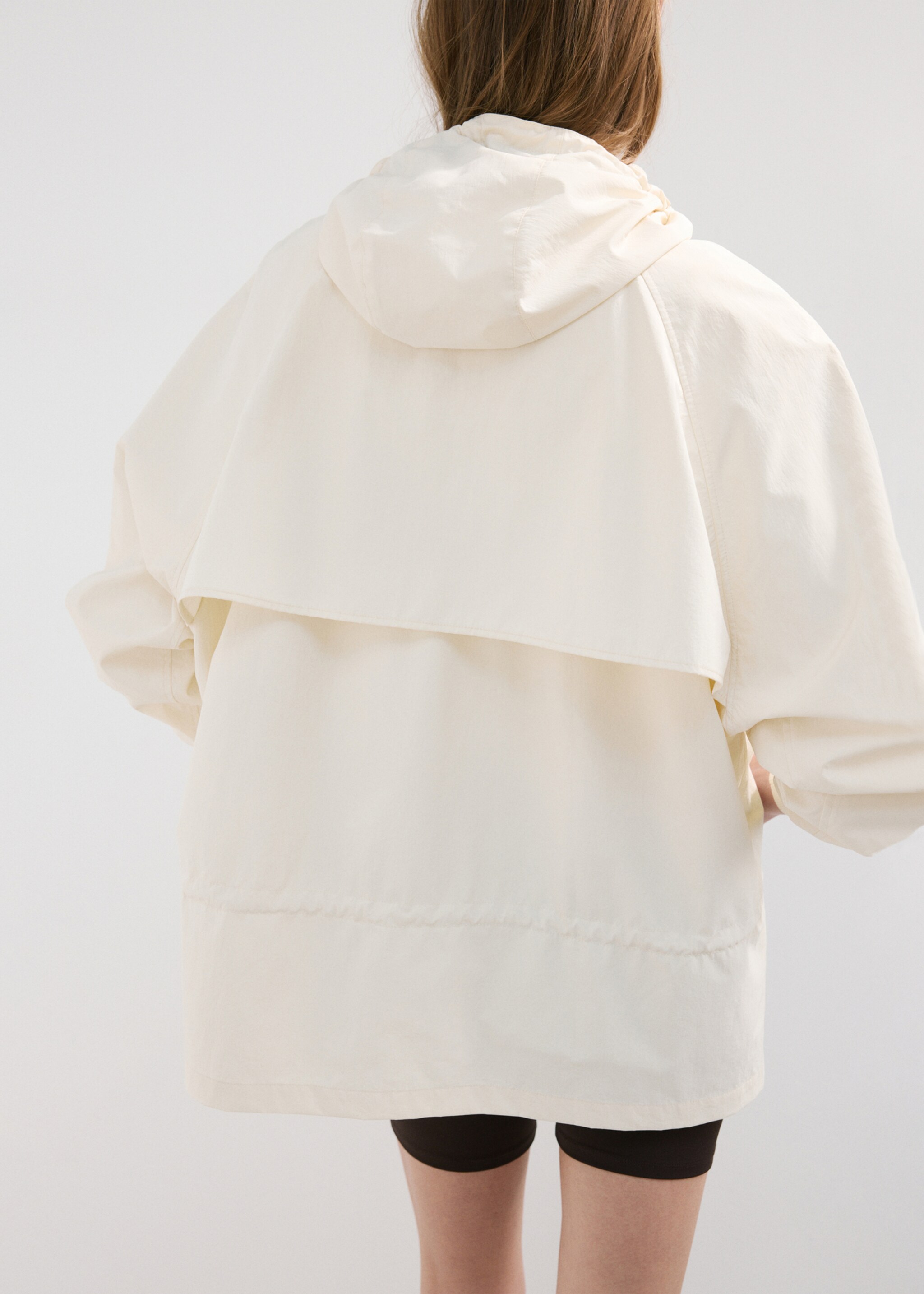Oversized hooded parka - Reverse of the article, Ecru. Ref: 27087929-00.