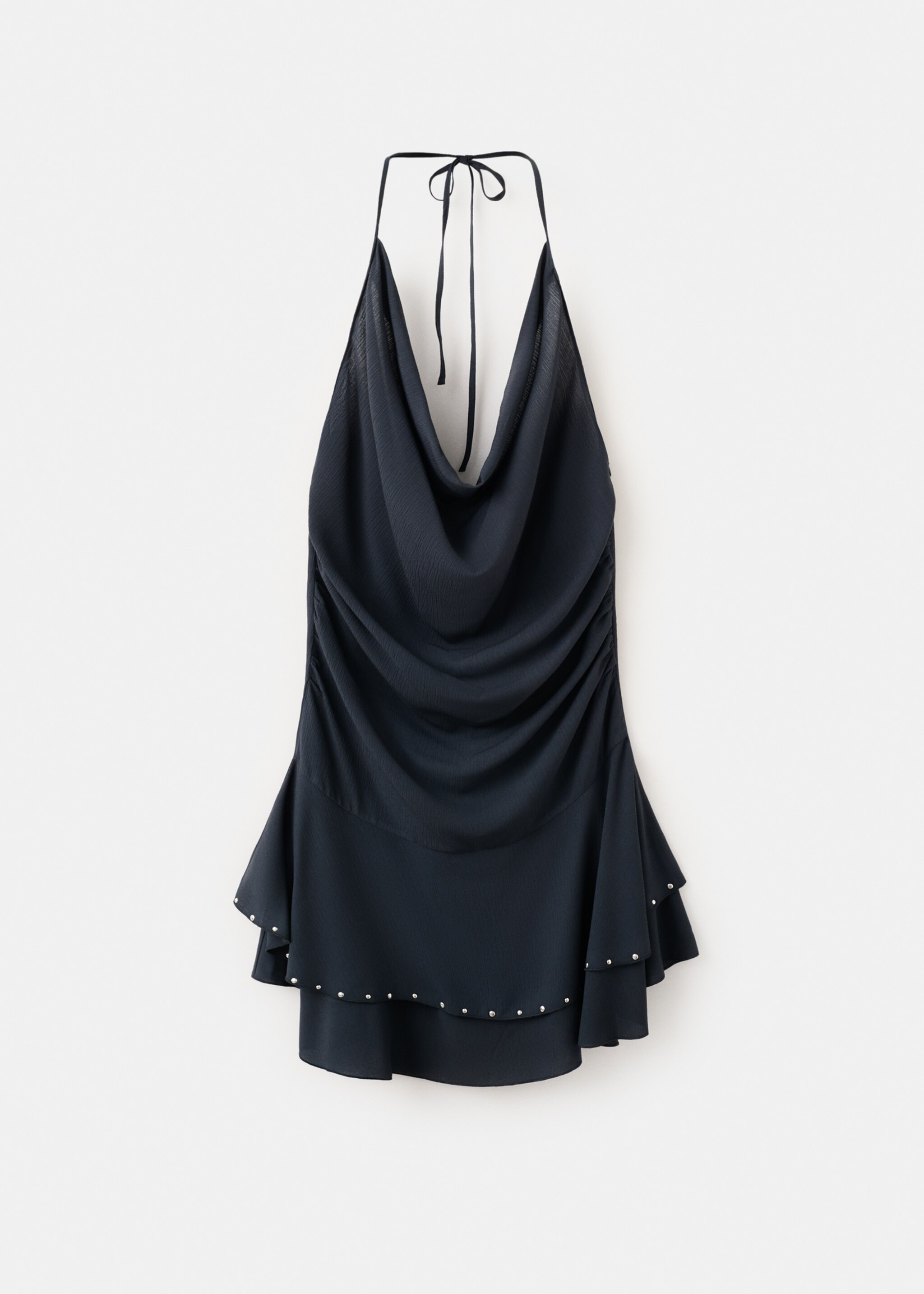 Short dress with draped collar - Article without model, Charcoal. Ref: 27087937-00.