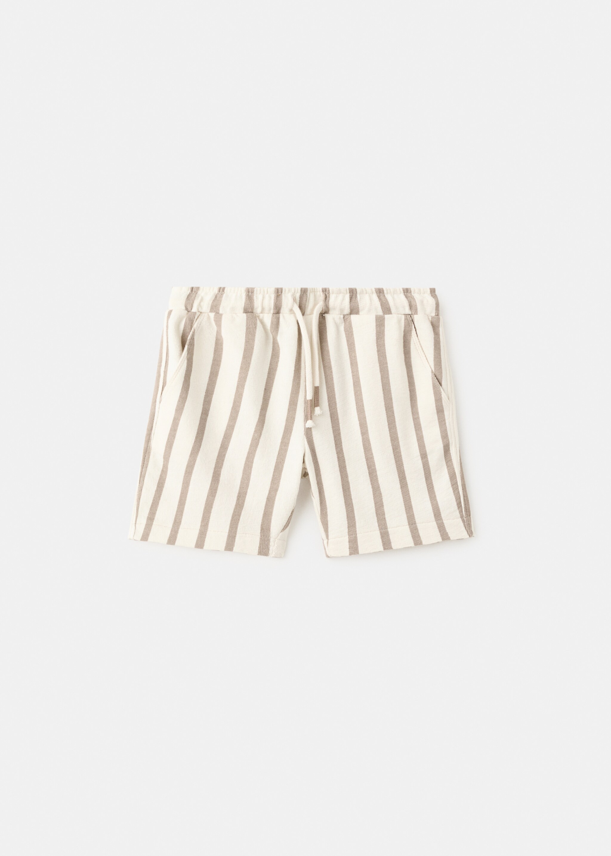 Striped cotton Bermuda shorts - Article without model, Medium Brown. Ref: 27088272-00.