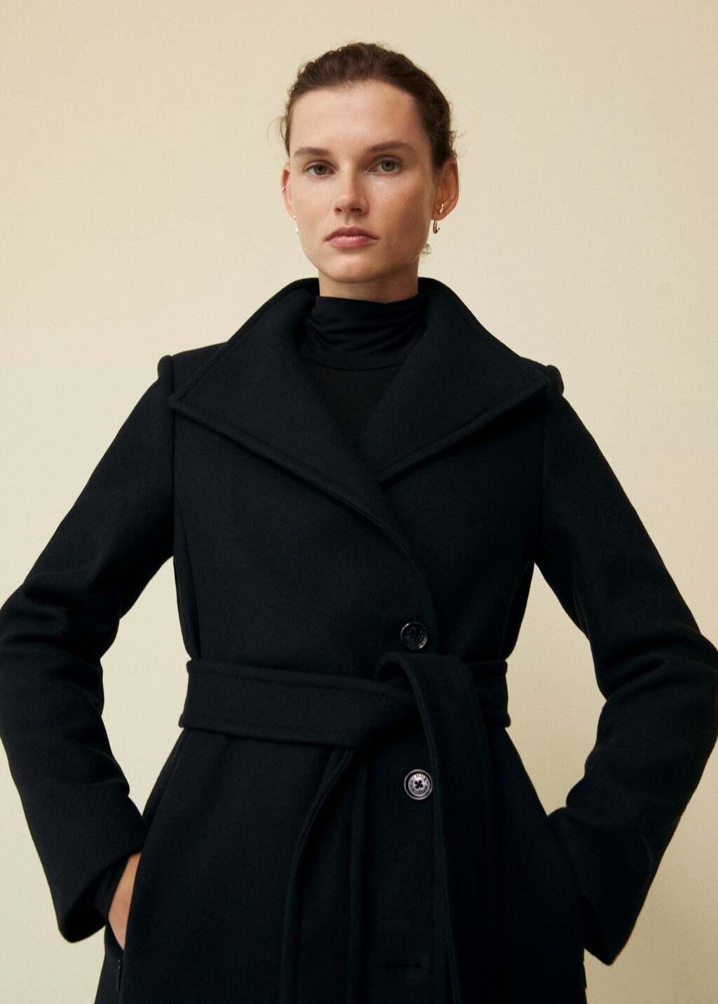 Woollen coat with belt - Women | MANGO Kosovo