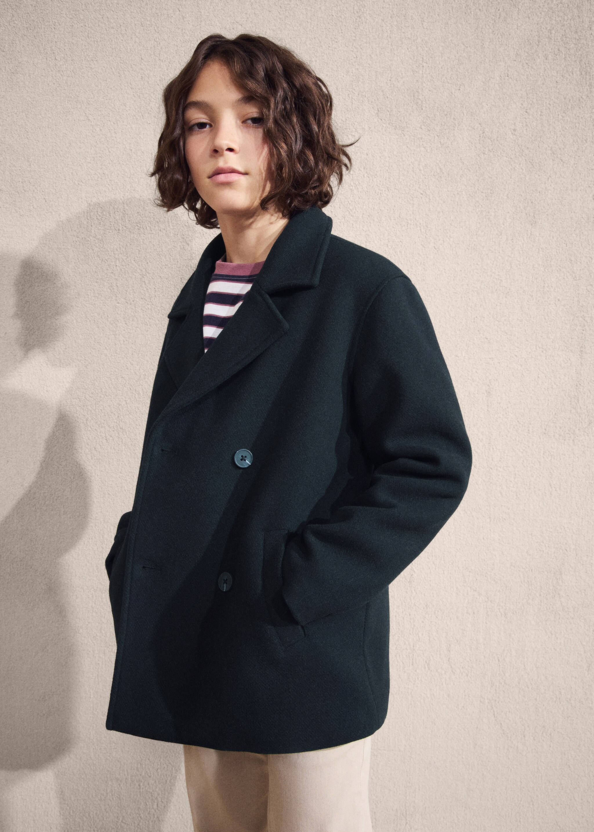 Wool fabric coat - Details of the article 5, Navy. Ref: 27091168-00.