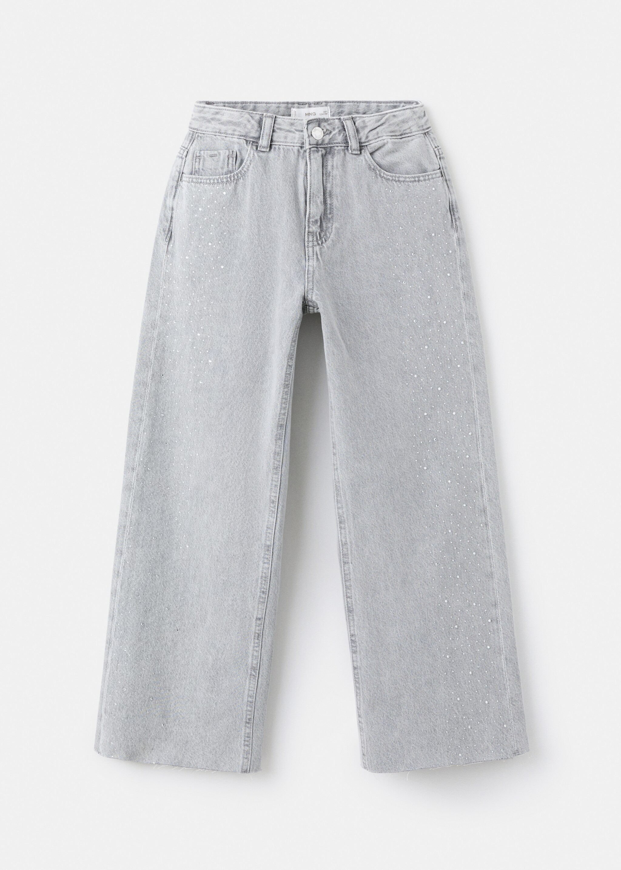 Wide leg rhinestone jeans - Article without model, Denim Grey. Ref: 27091169-00.