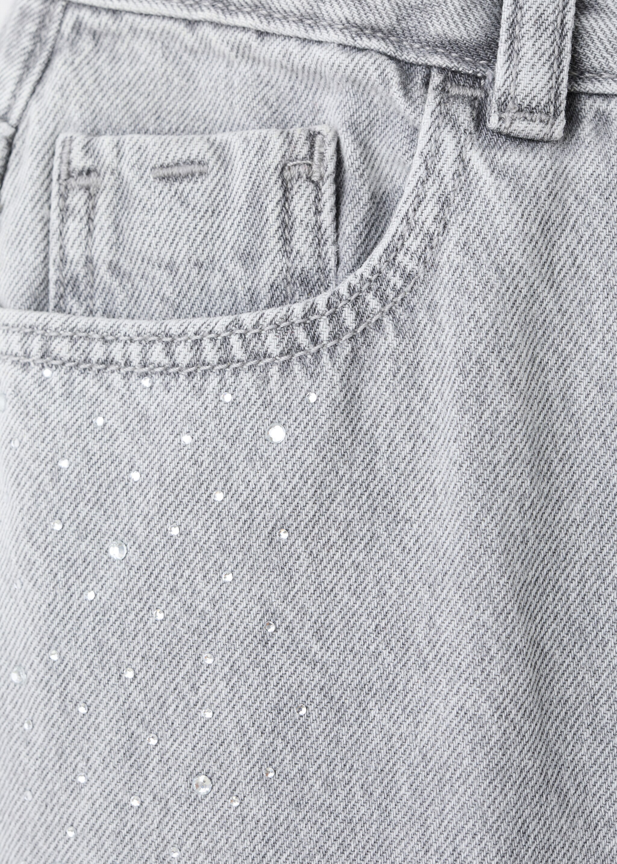 Wide leg rhinestone jeans - Details of the article 0, Denim Grey. Ref: 27091169-00.