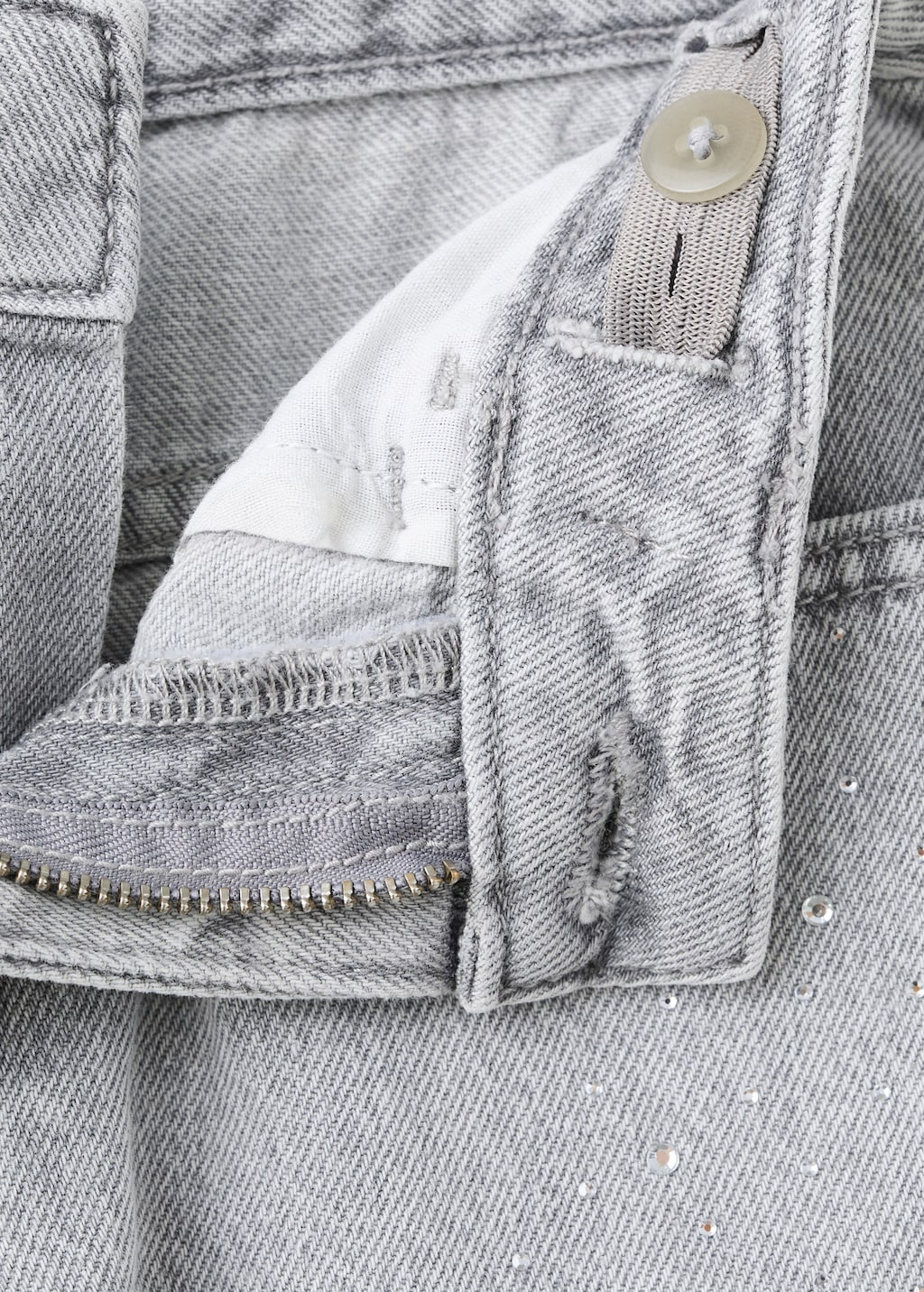 Wide leg rhinestone jeans