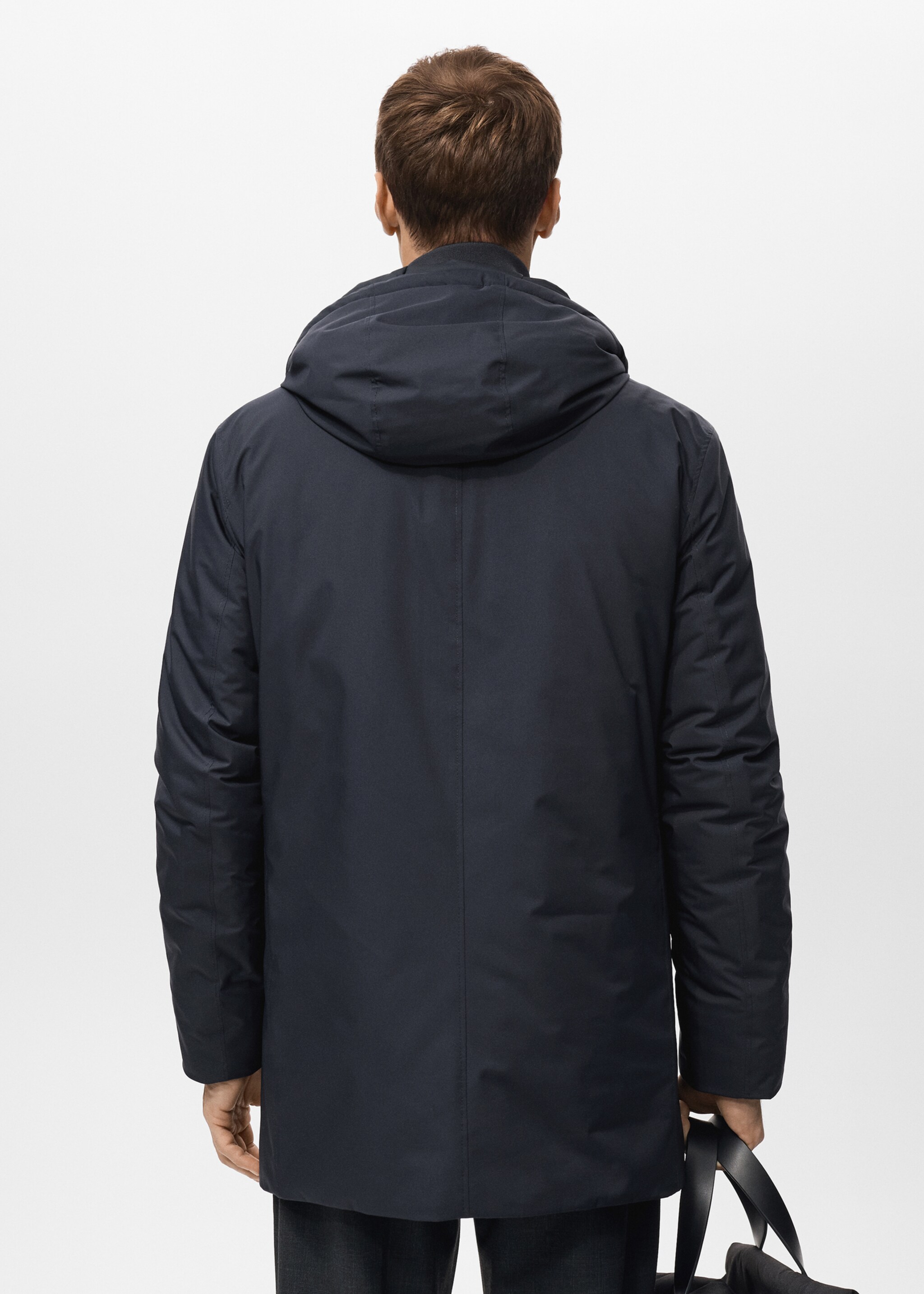 Detachable Water Repellent Padded Parka - Reverse of the article, Navy. Ref: 27091171-00.
