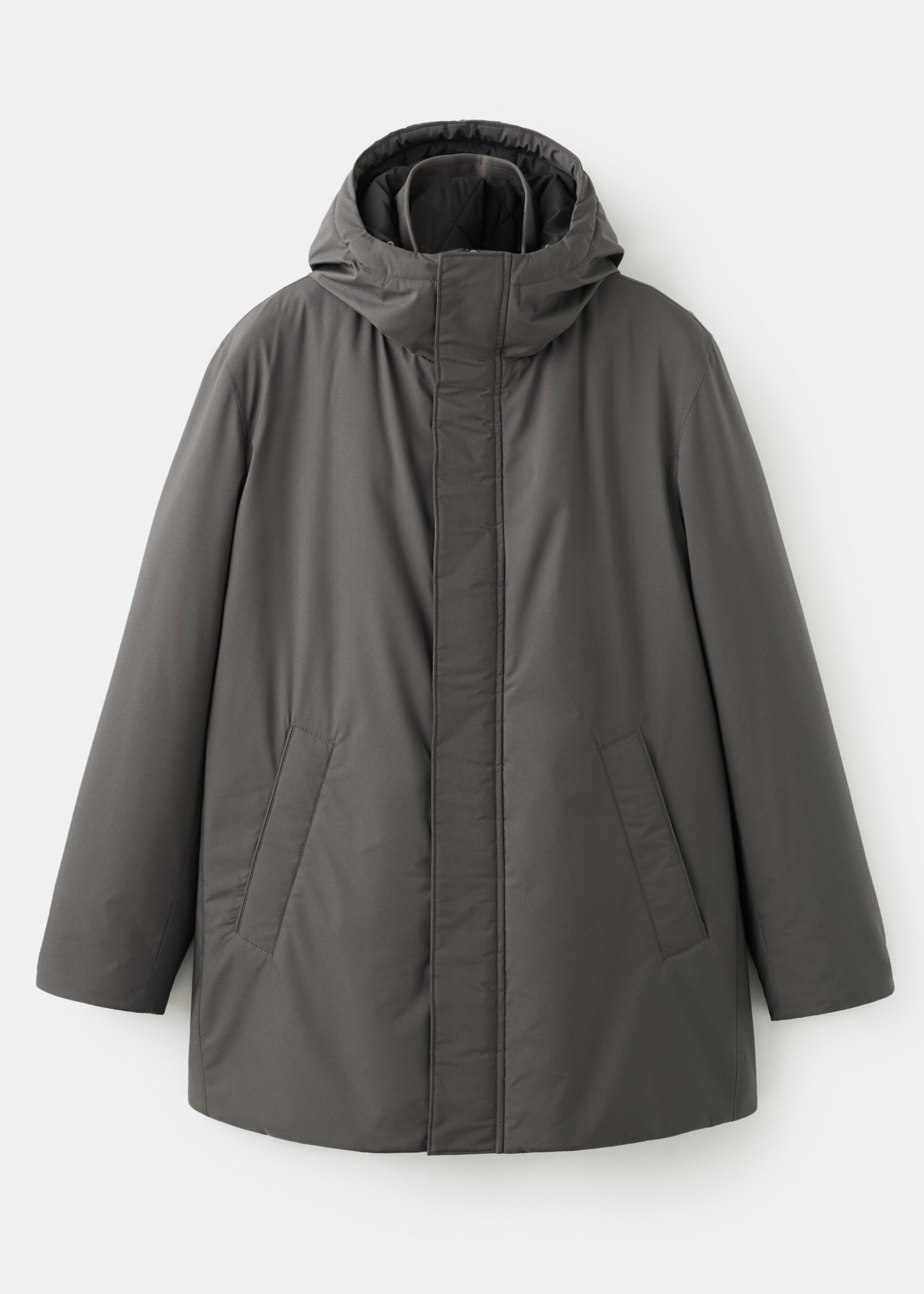 Detachable Water Repellent Padded Parka - Article without model, Grey. Ref: 27091171-00.