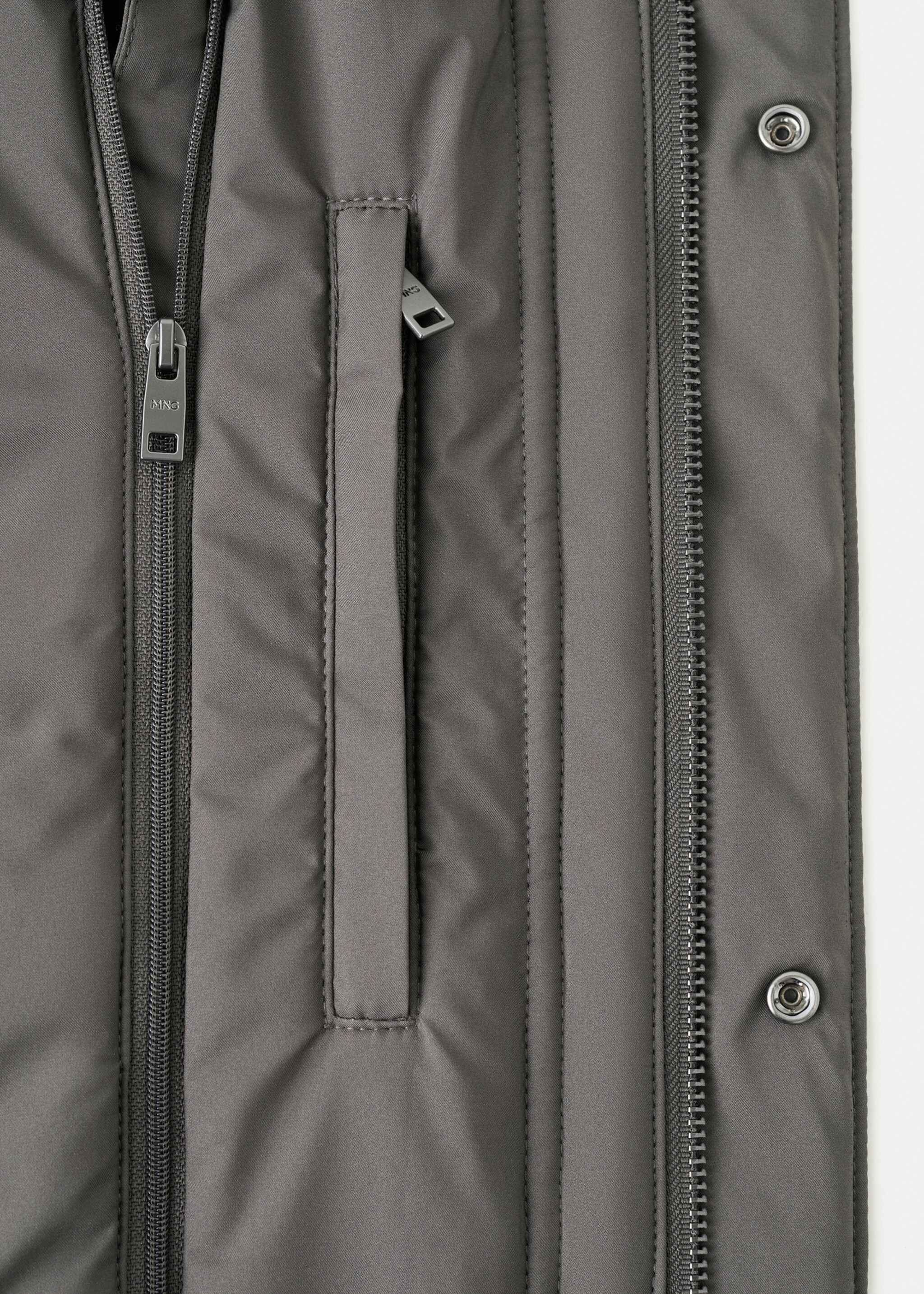 Detachable Water Repellent Padded Parka - Details of the article 0, Grey. Ref: 27091171-00.