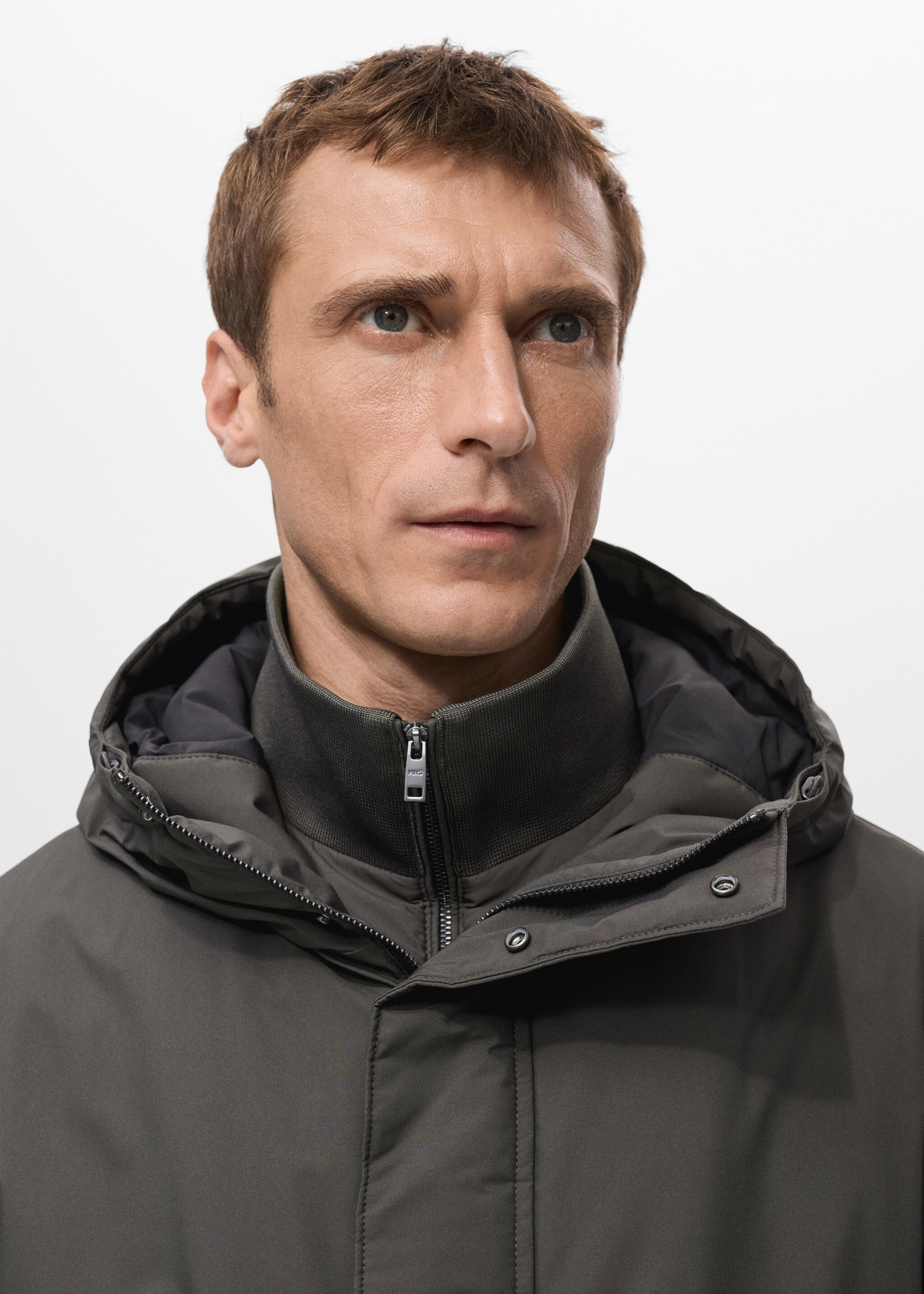 Detachable Water Repellent Padded Parka - Details of the article 1, Grey. Ref: 27091171-00.