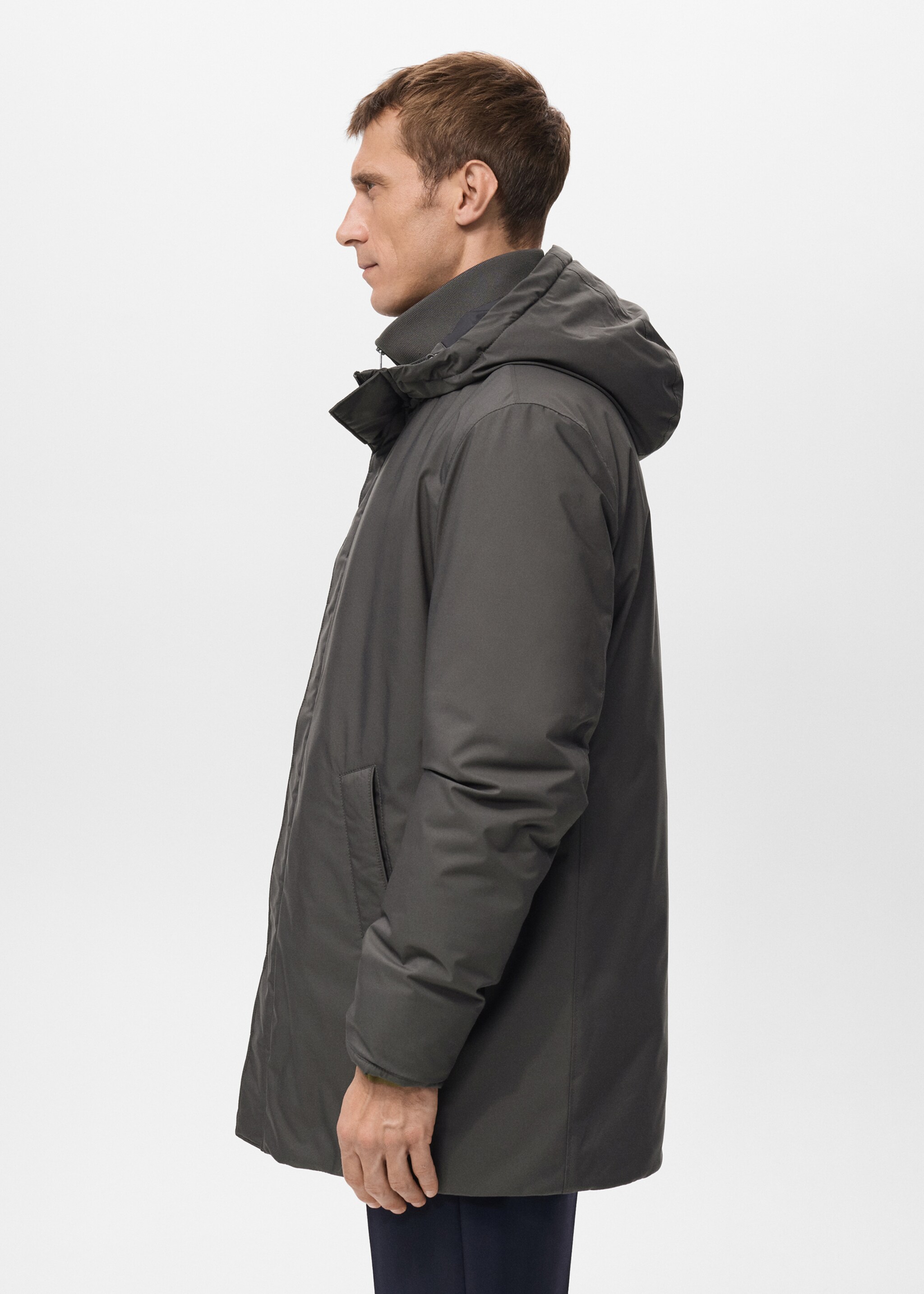 Detachable Water Repellent Padded Parka - Details of the article 6, Grey. Ref: 27091171-00.