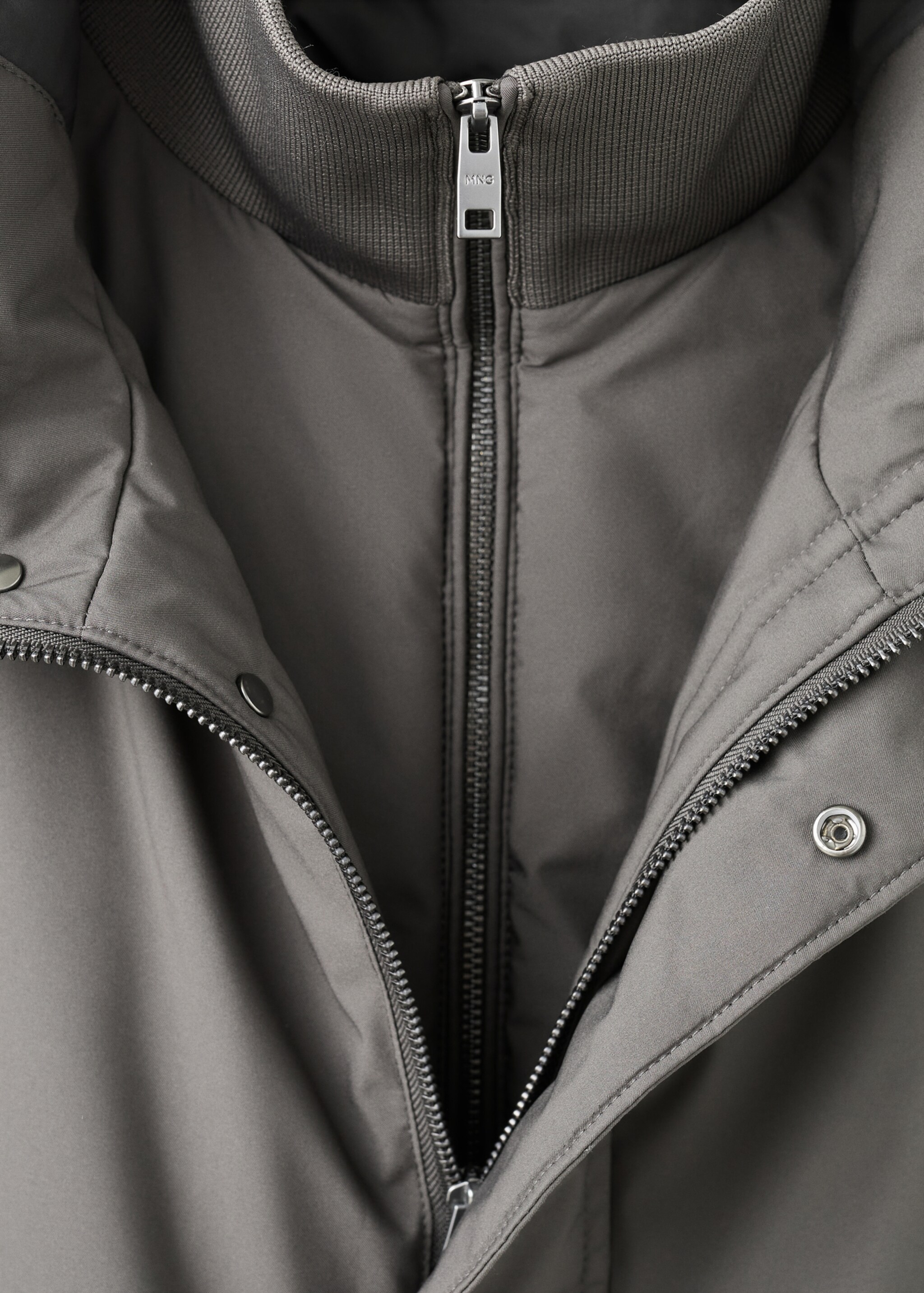Detachable Water Repellent Padded Parka - Details of the article 8, Grey. Ref: 27091171-00.