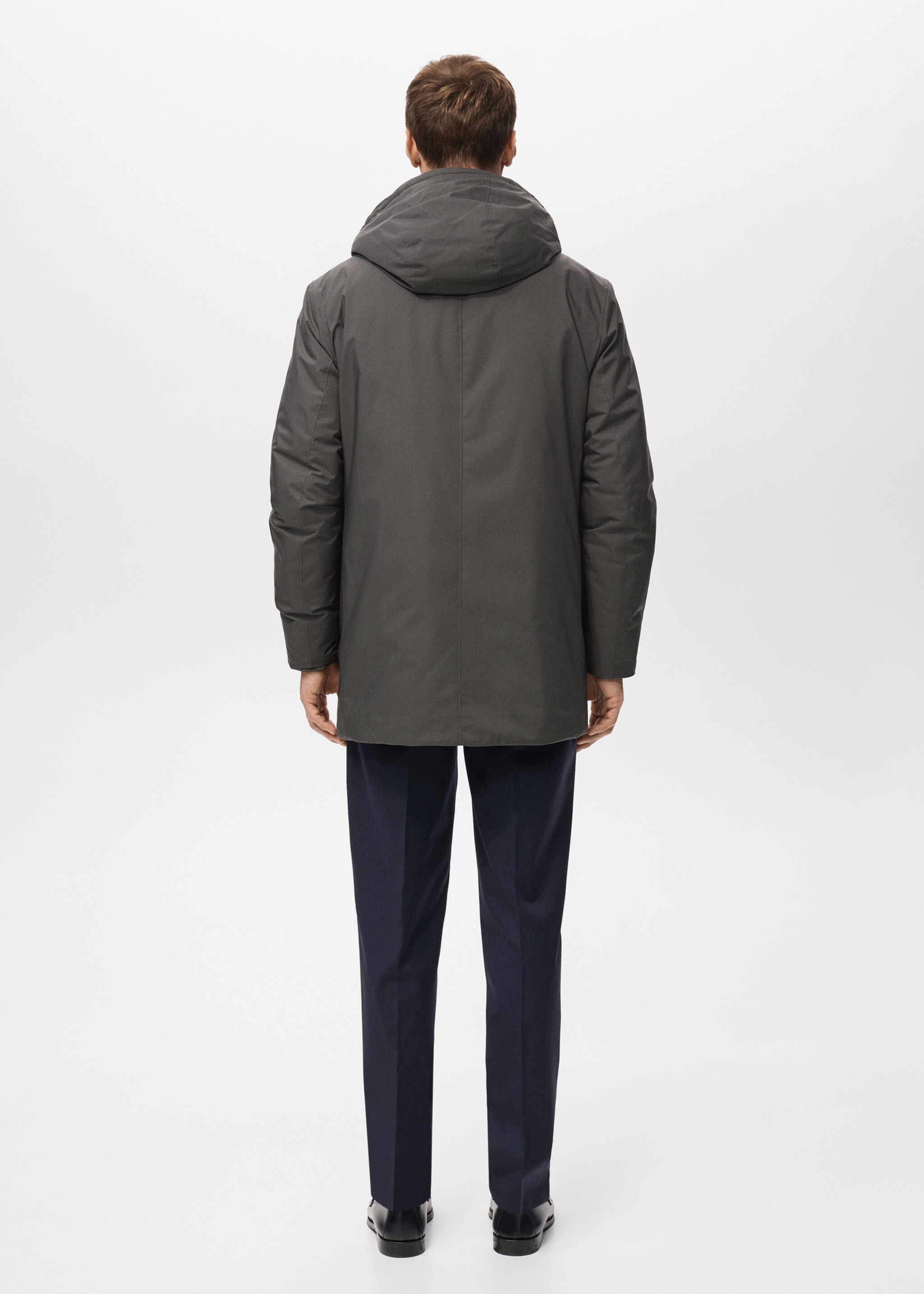 Detachable Water Repellent Padded Parka - Reverse of the article, Grey. Ref: 27091171-00.