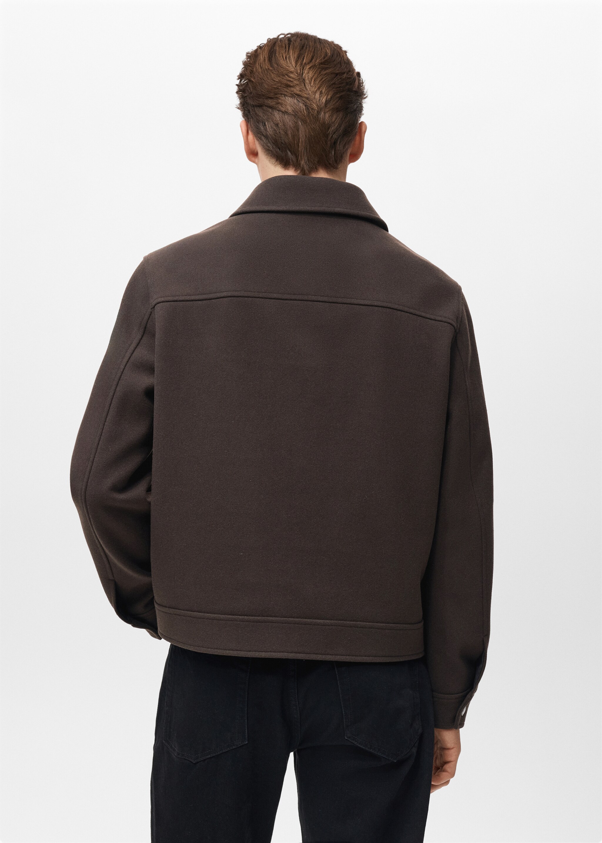 Wool zip-up jacket - Reverse of the article, Chocolate. Ref: 27091172-00.
