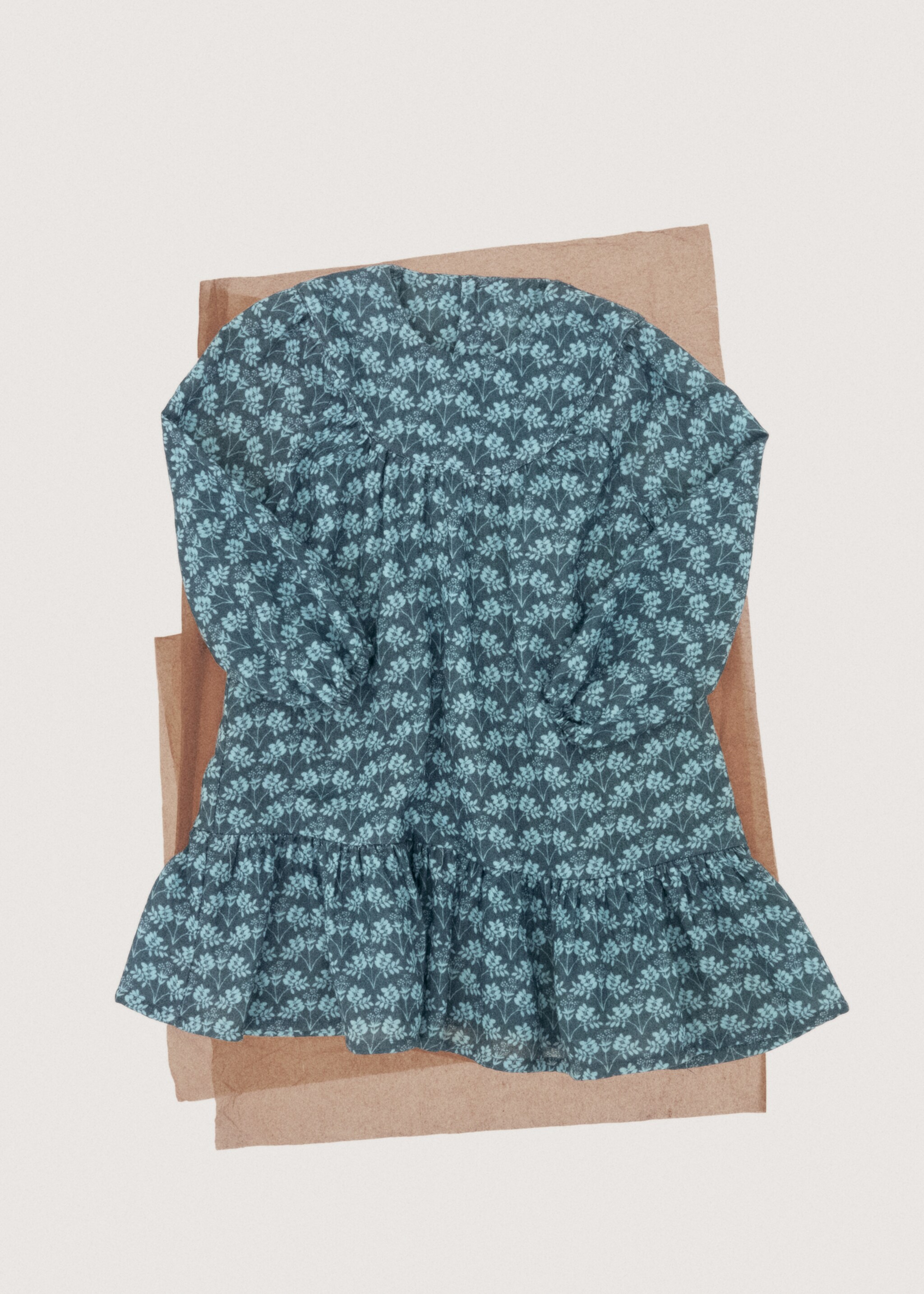 Katoenen bloemetjesjurk - Detail van het artikel 7, Smaragdgroen. Ref: 27091174-00.