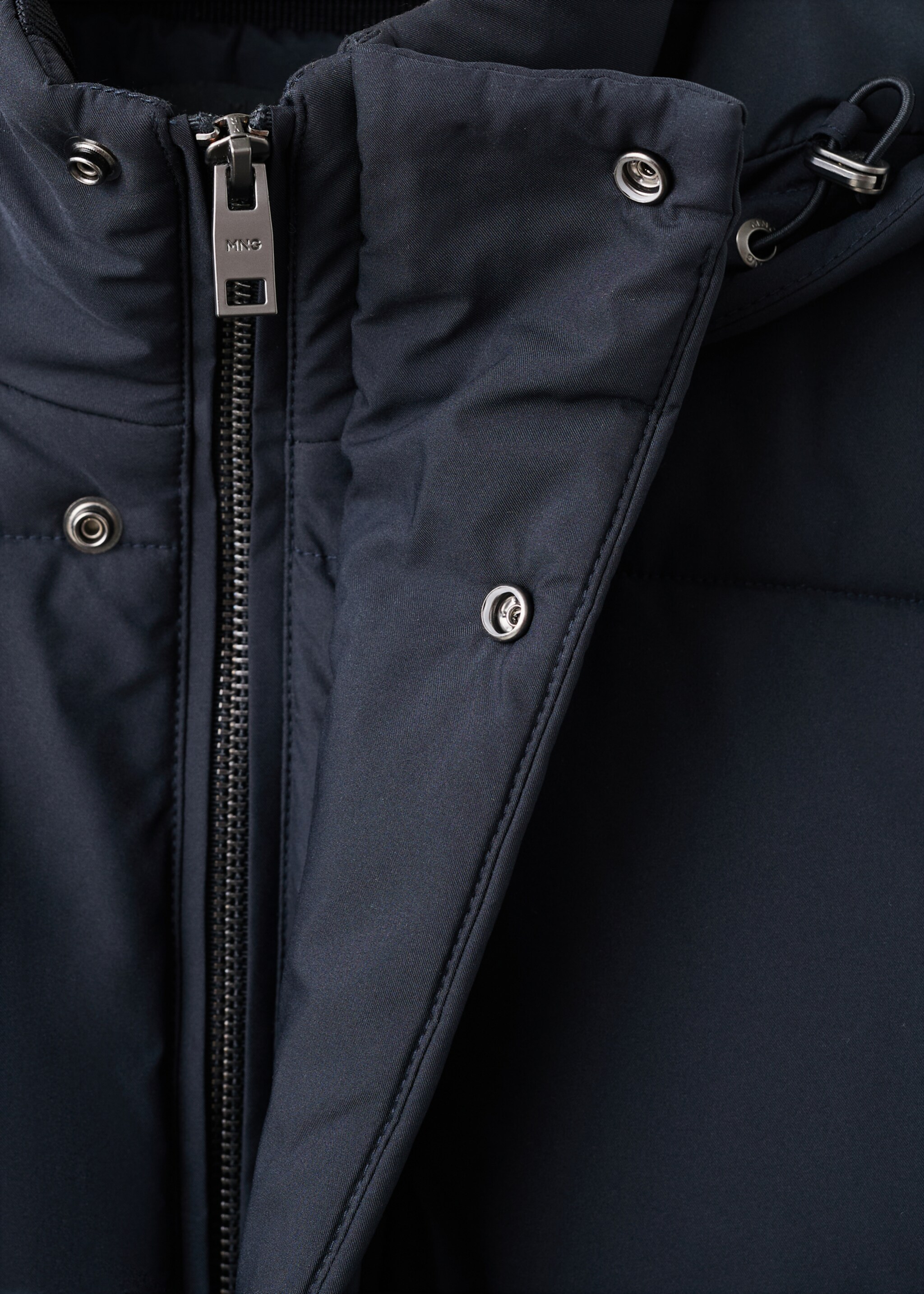 Short water-repellent puffer jacket - Details of the article 8, Navy. Ref: 27091175-00.