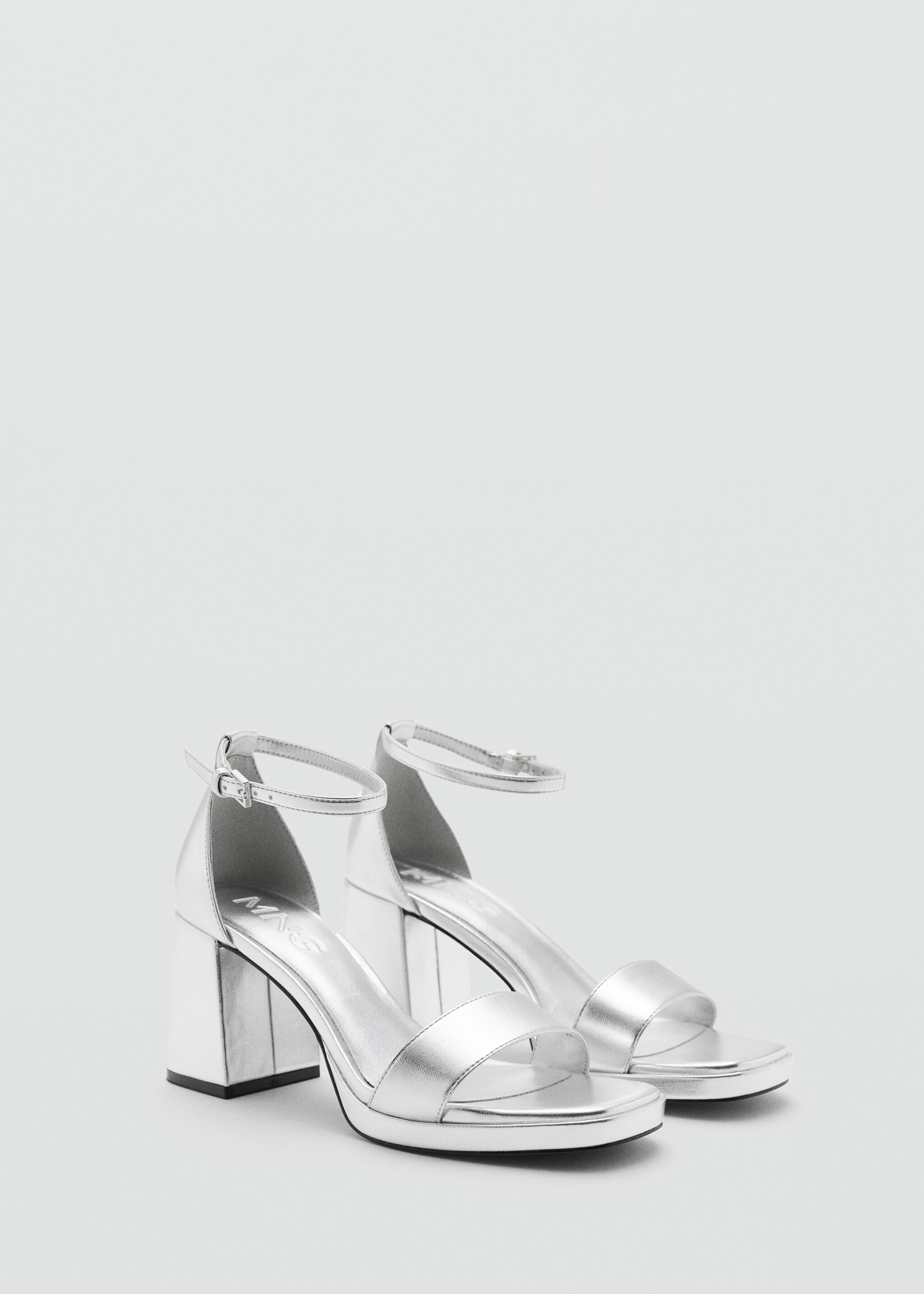 Metallic heel sandals - Medium plane, Silver. Ref: 27091177-00.