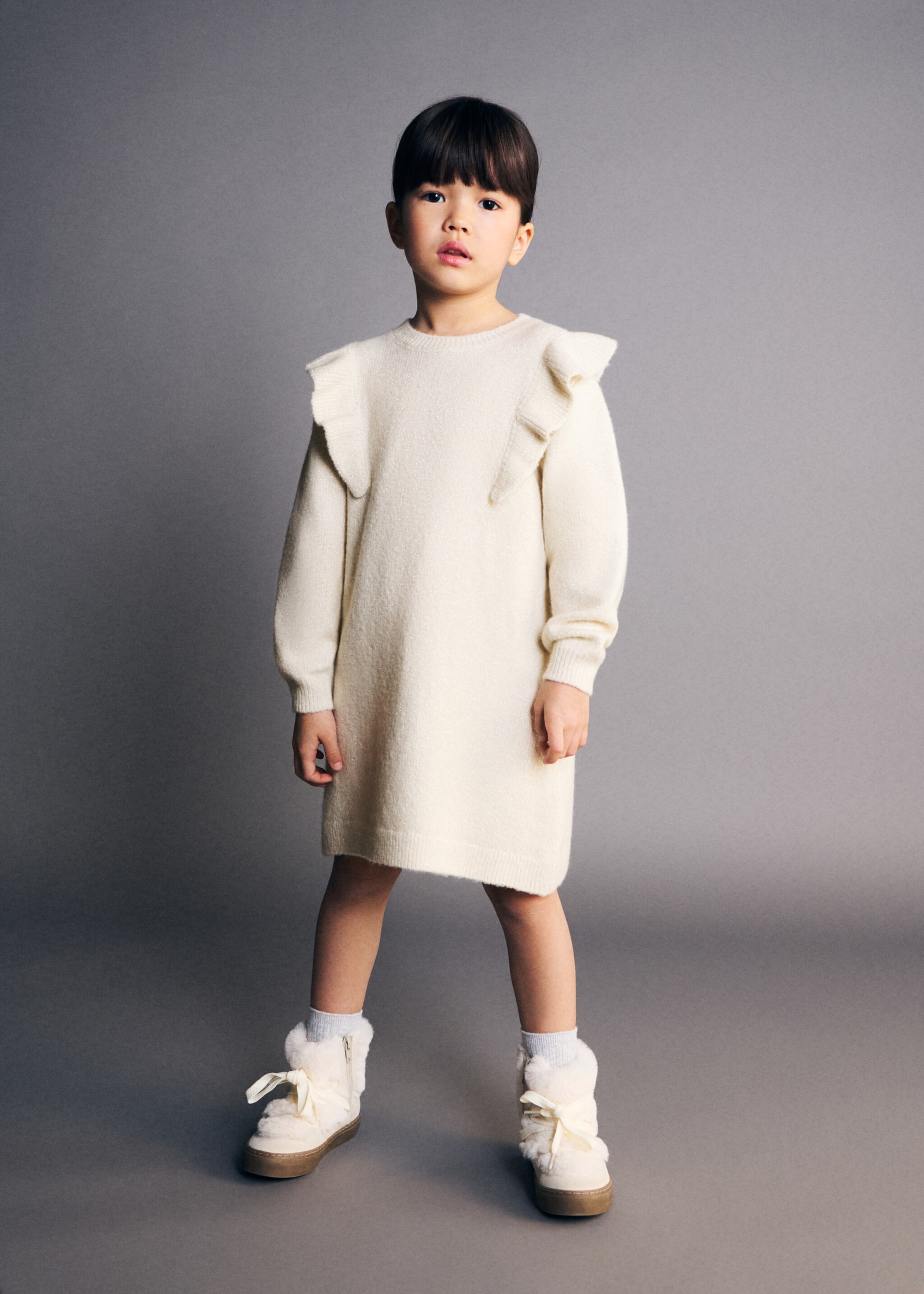 Lurex-Kleid mit Volants - Mittlere Ansicht, Beige. Ref: 27091180-00.