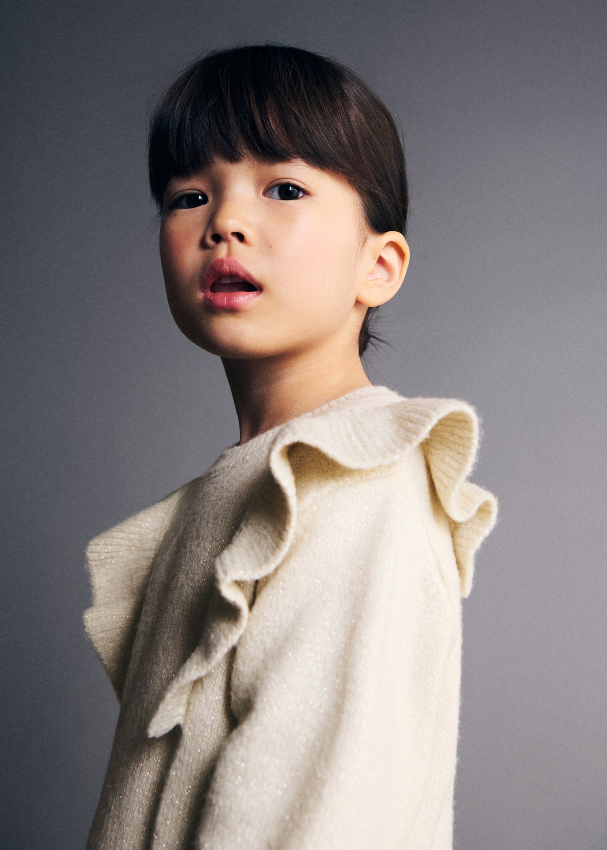 Lurex-Kleid mit Volants - Detail des Artikels 1, Beige. Ref: 27091180-00.