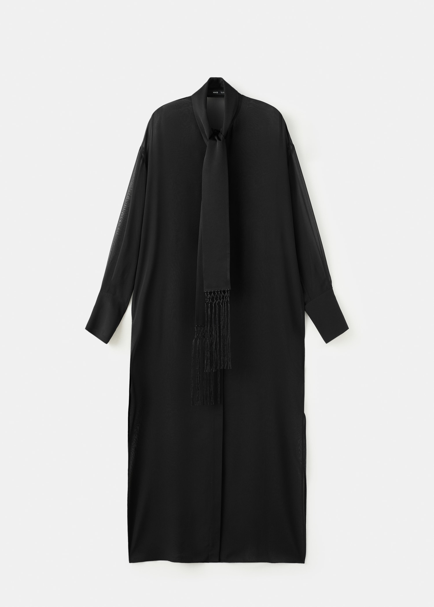 Lang zijden overhemd met sjaaltje - Artikel zonder model