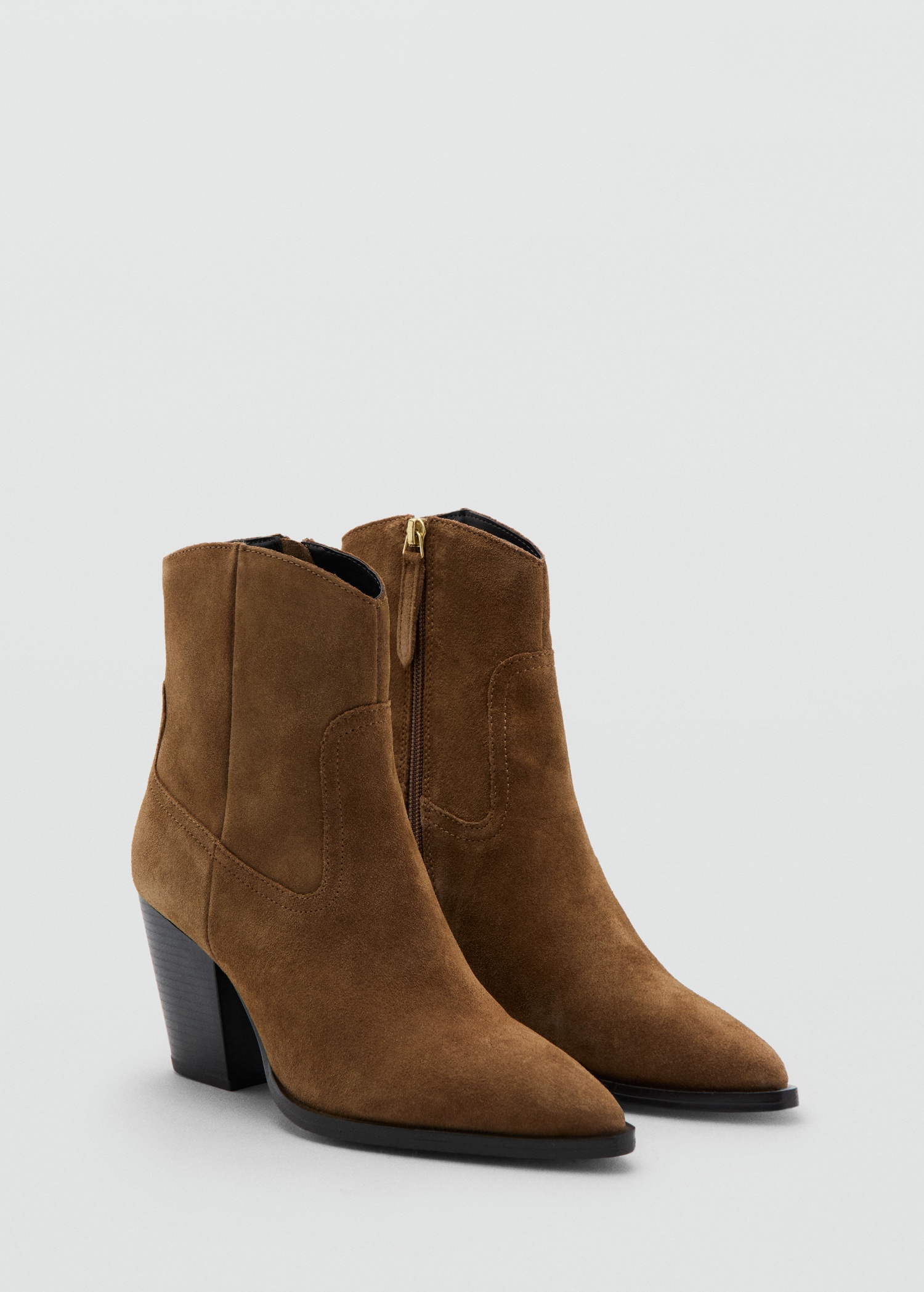 Suede block-heel boots - Medium plane