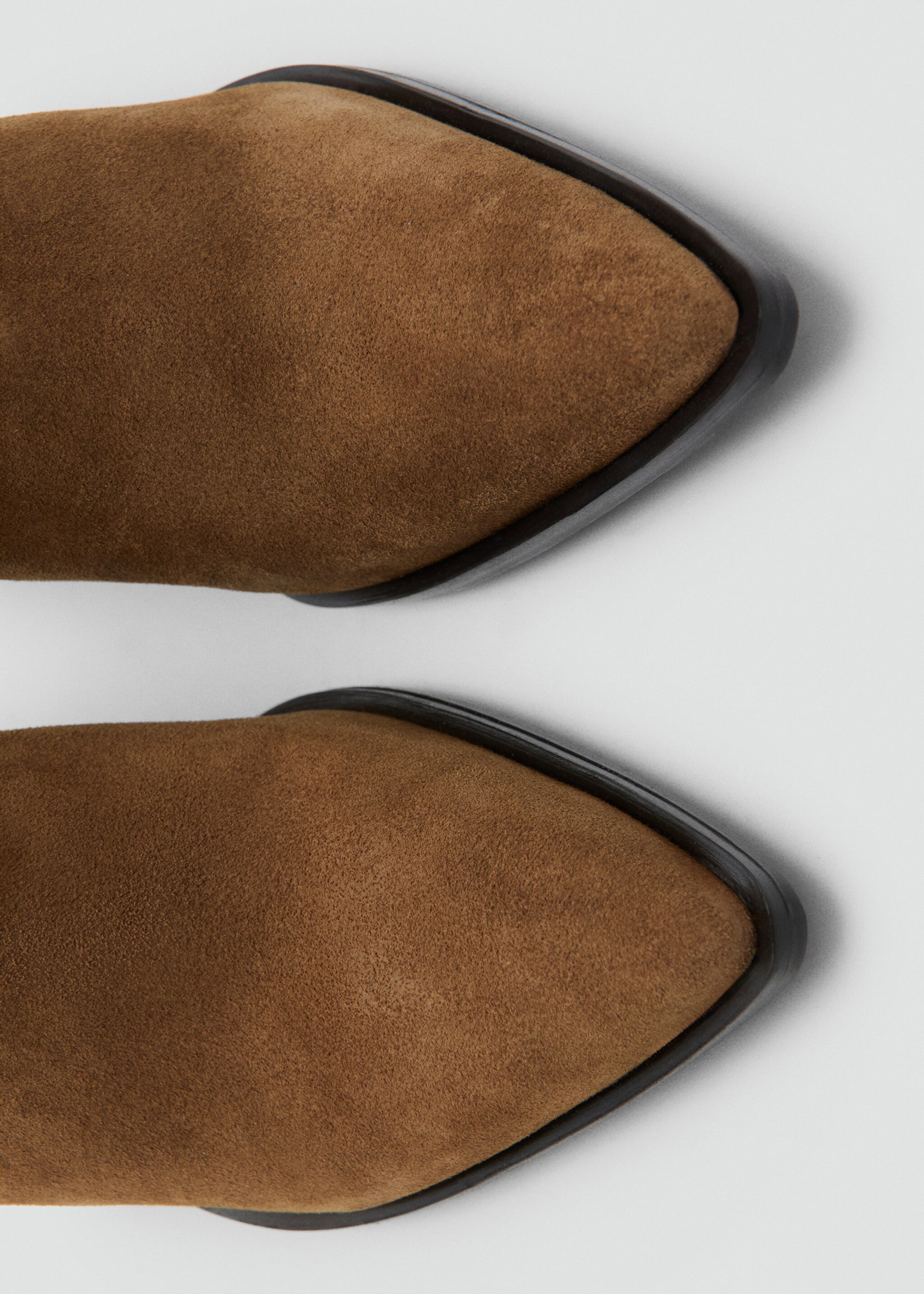 Suede block-heel boots - Details of the article 1, Tobacco Brown. Ref: 27091185-00.