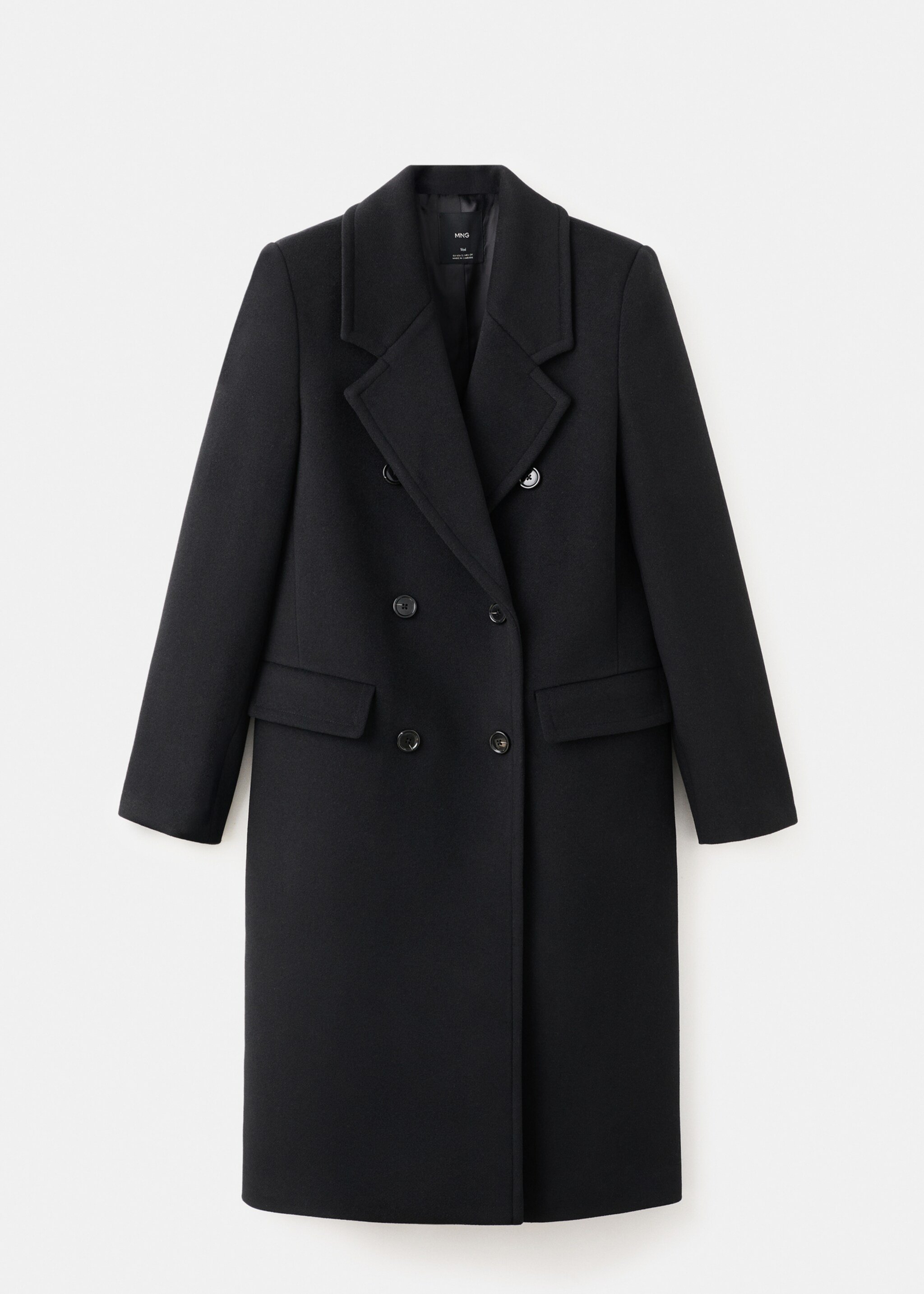 Double-breasted wool coat - Article without model, Black. Ref: 27091186-00.