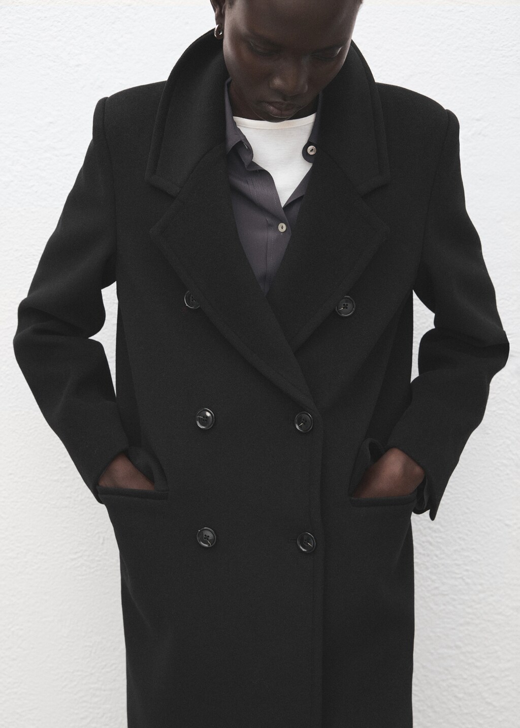 Mango Double-breasted wool coat
