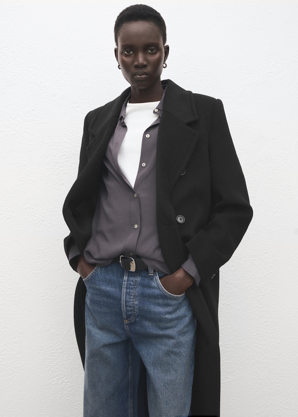 Double-breasted wool coat