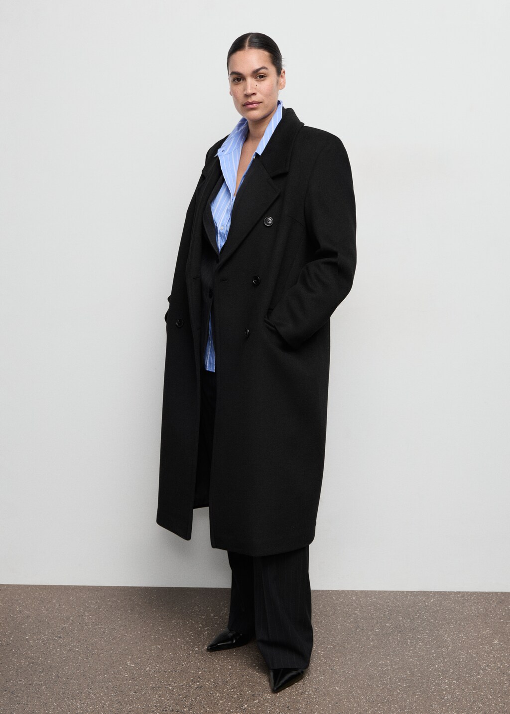 Mango Double-breasted wool coat