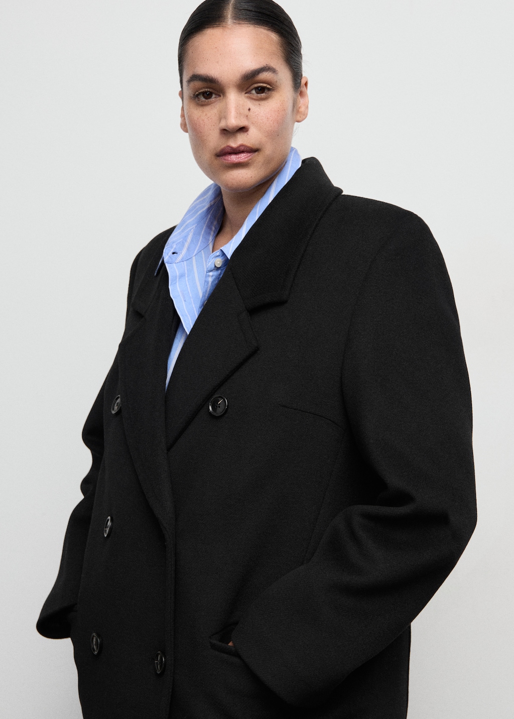 Mango Double-breasted wool coat