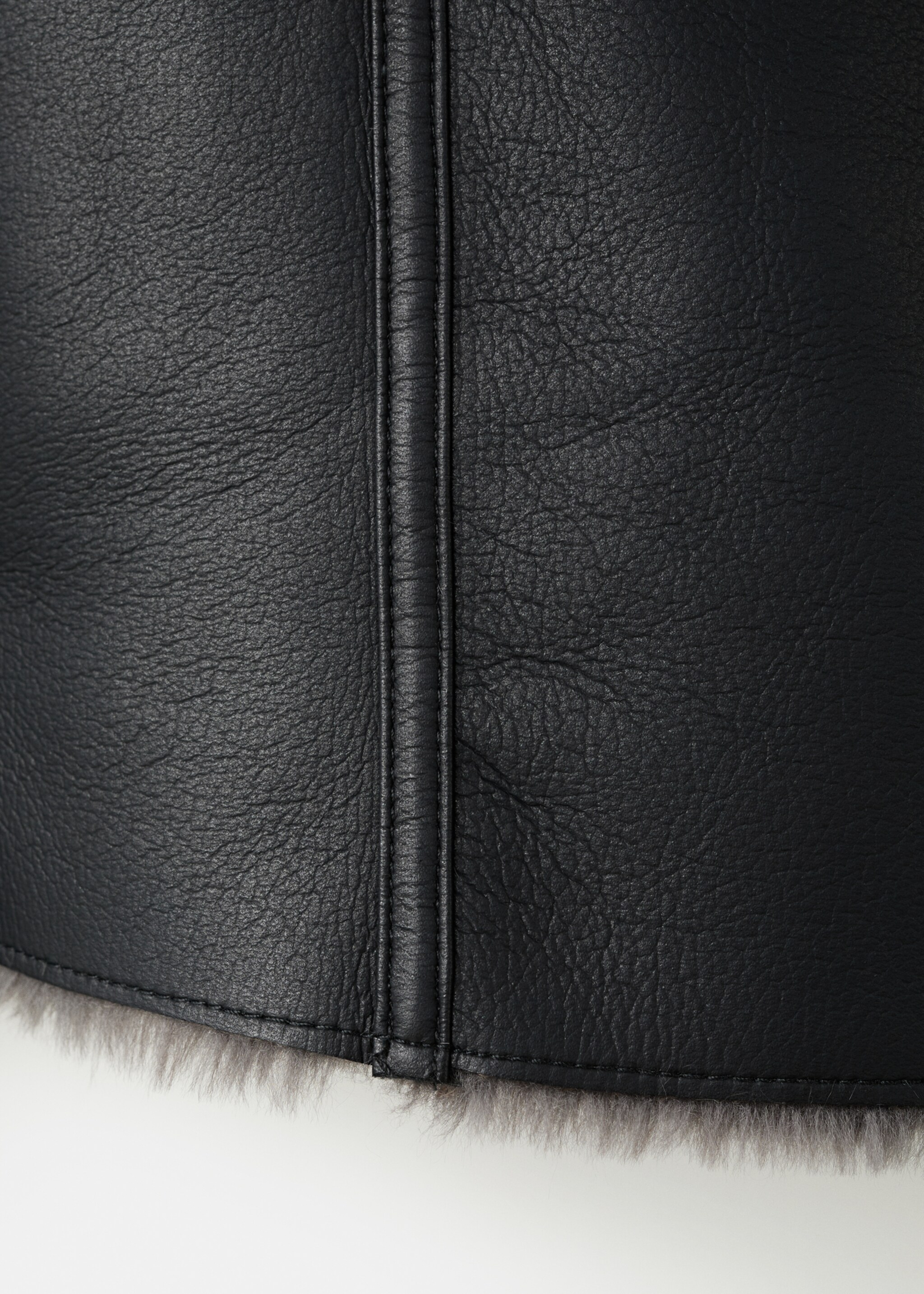 Faux fur biker jacket - Details of the article 0, Black. Ref: 27091187-00.
