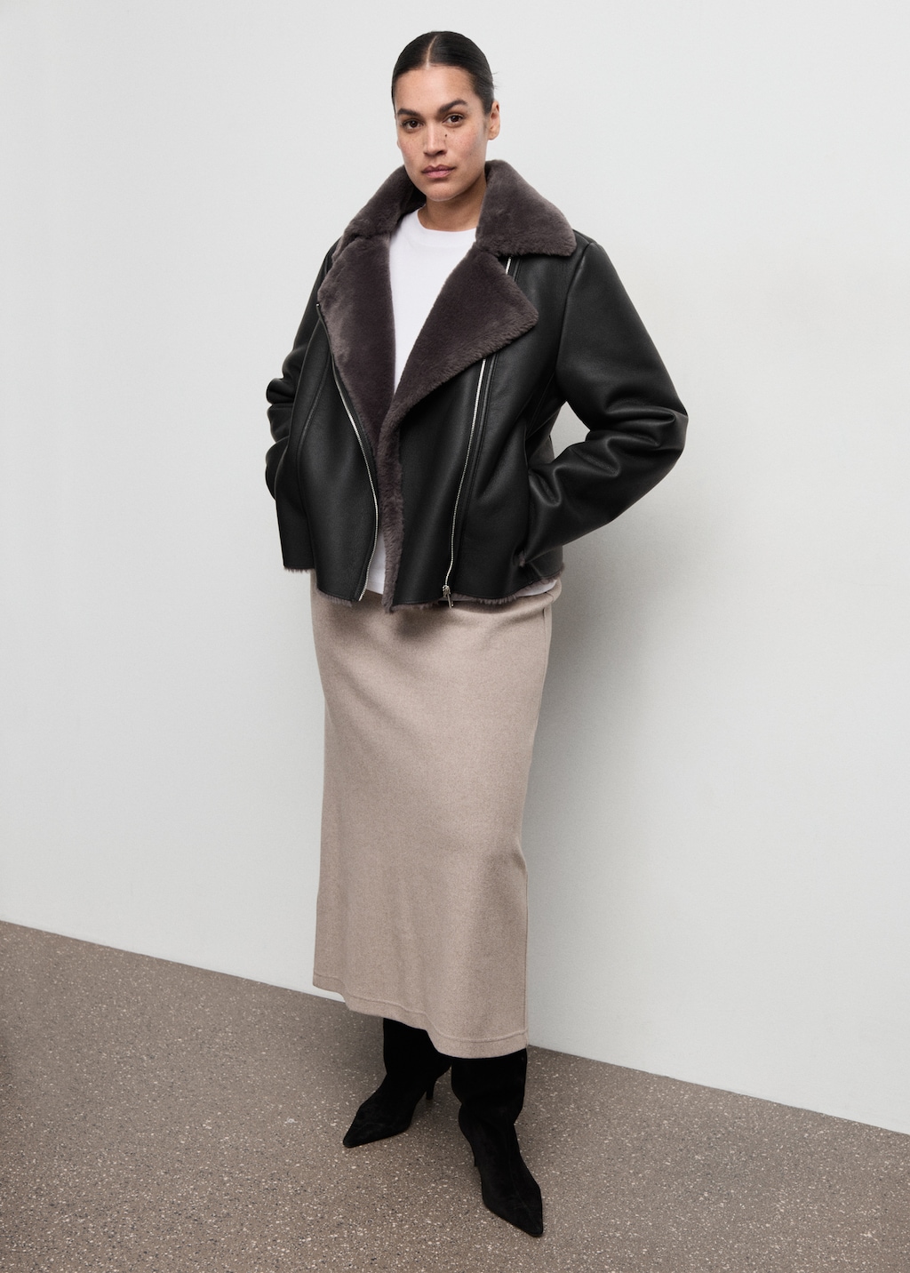 Faux fur biker jacket