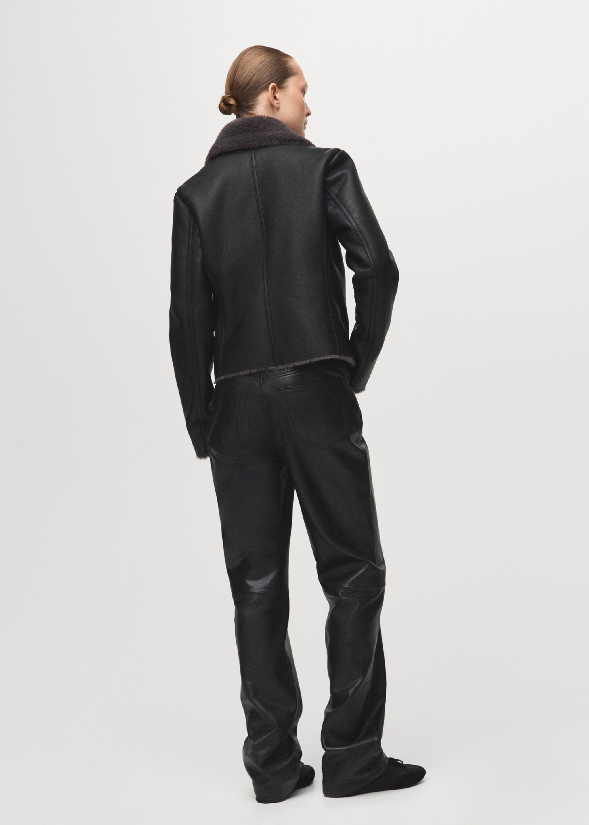 Faux fur biker jacket - Reverse of the article, Black. Ref: 27091187-00.