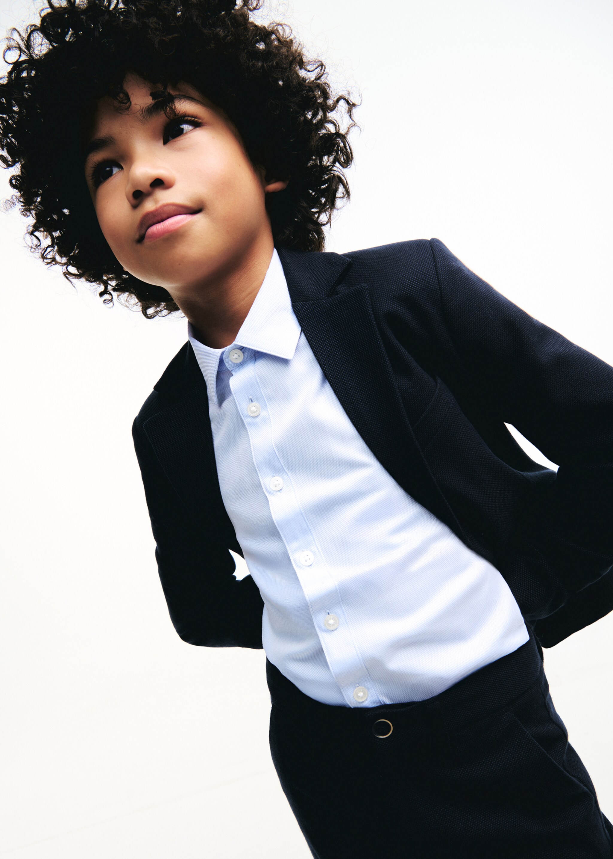 Cotton-blend piqué blazer - Details of the article 5, Navy. Ref: 27091188-00.