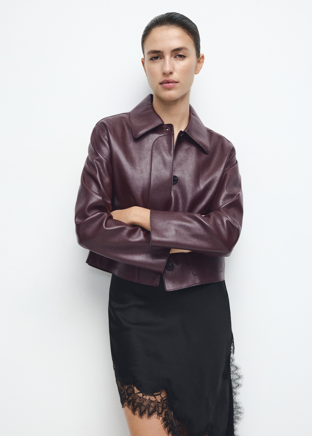 Mango Faux-leather jacket with pockets thumbnail