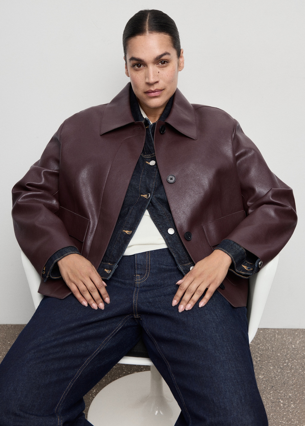 Mango Faux-leather jacket with pockets thumbnail