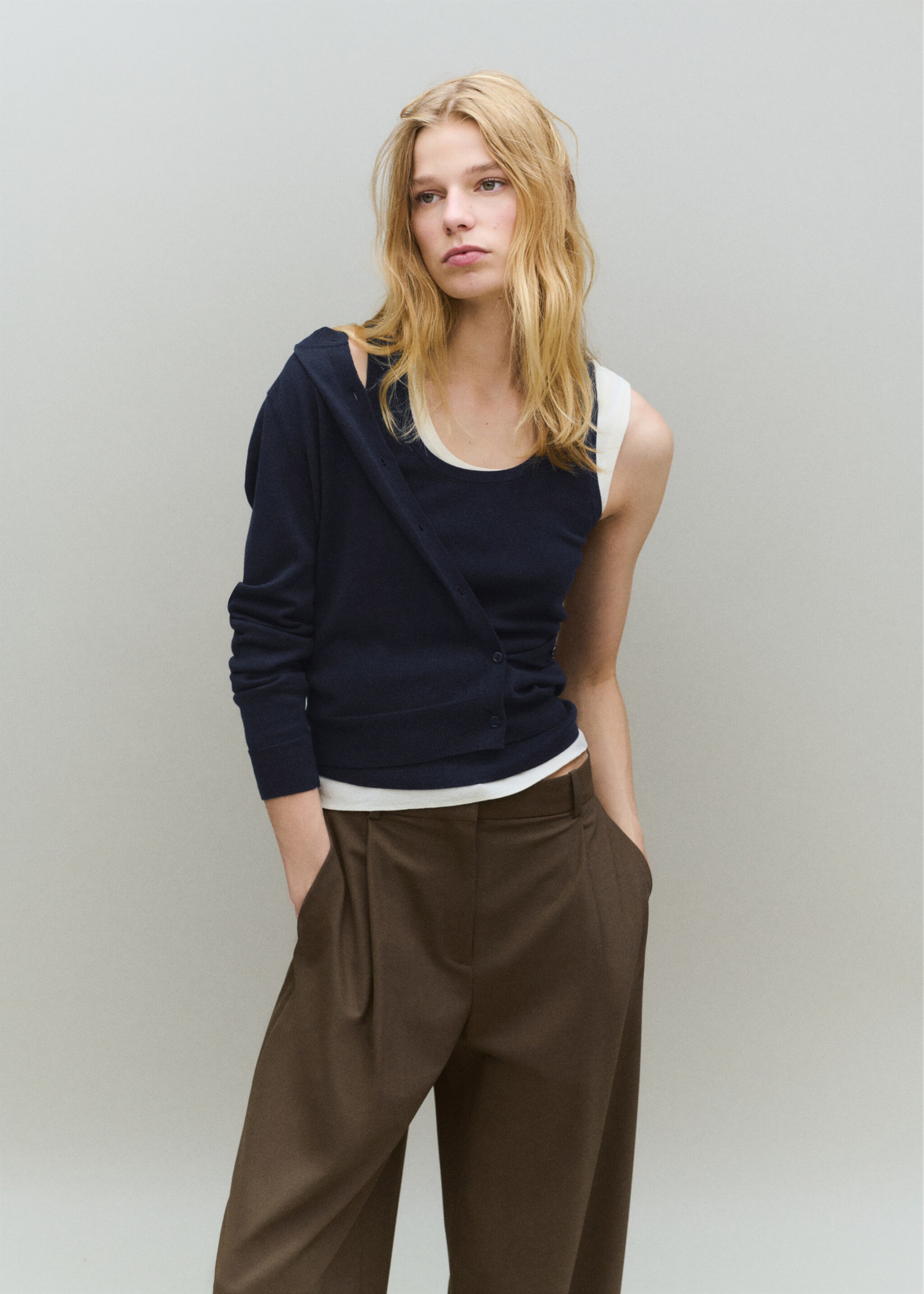 توب مزيج صوف - رؤية وسط, كحلي غامق. Ref: 27091190-00.