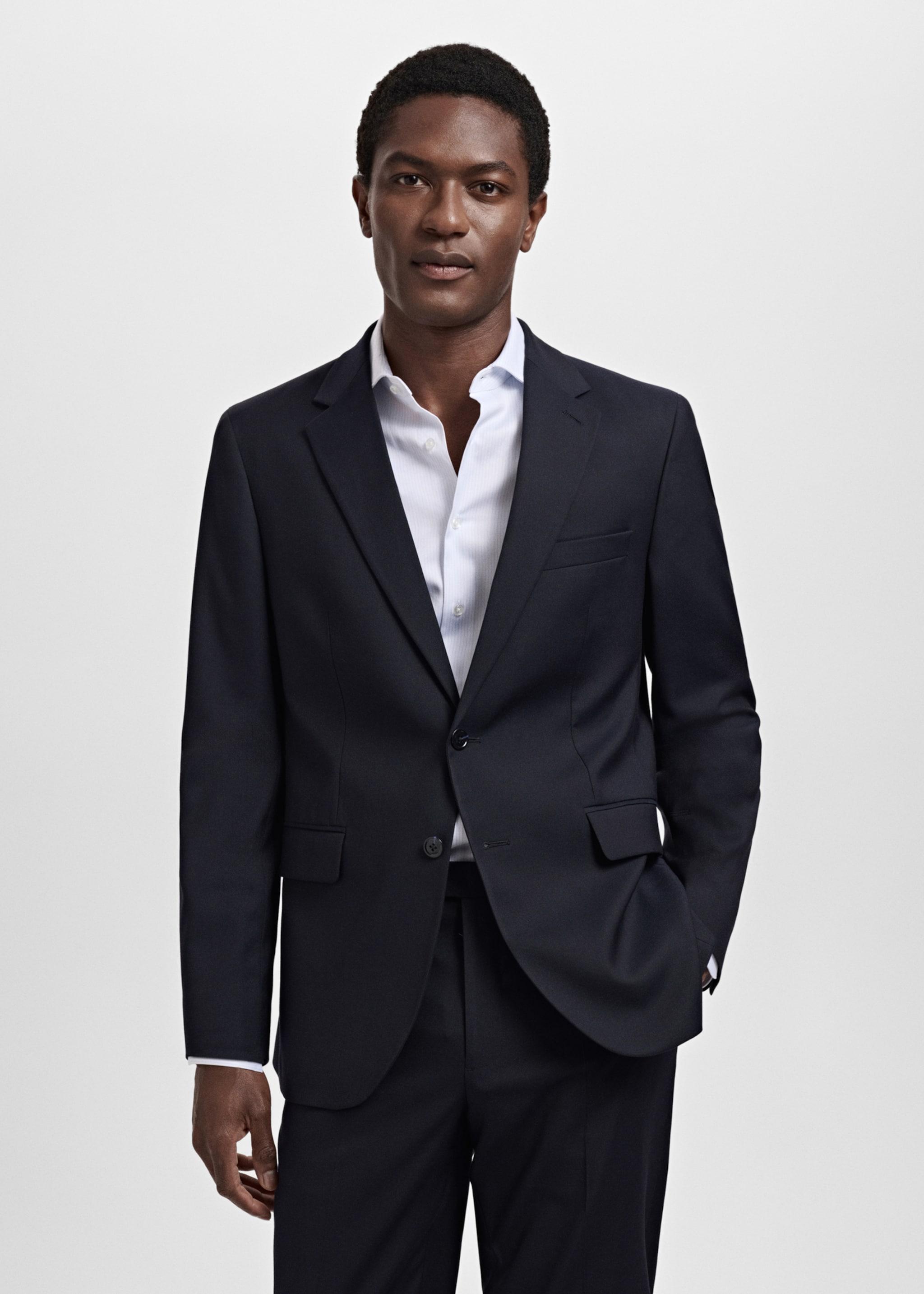 Milan slim-fit suit jacket - Medium plane, Navy. Ref: 27051223-00.