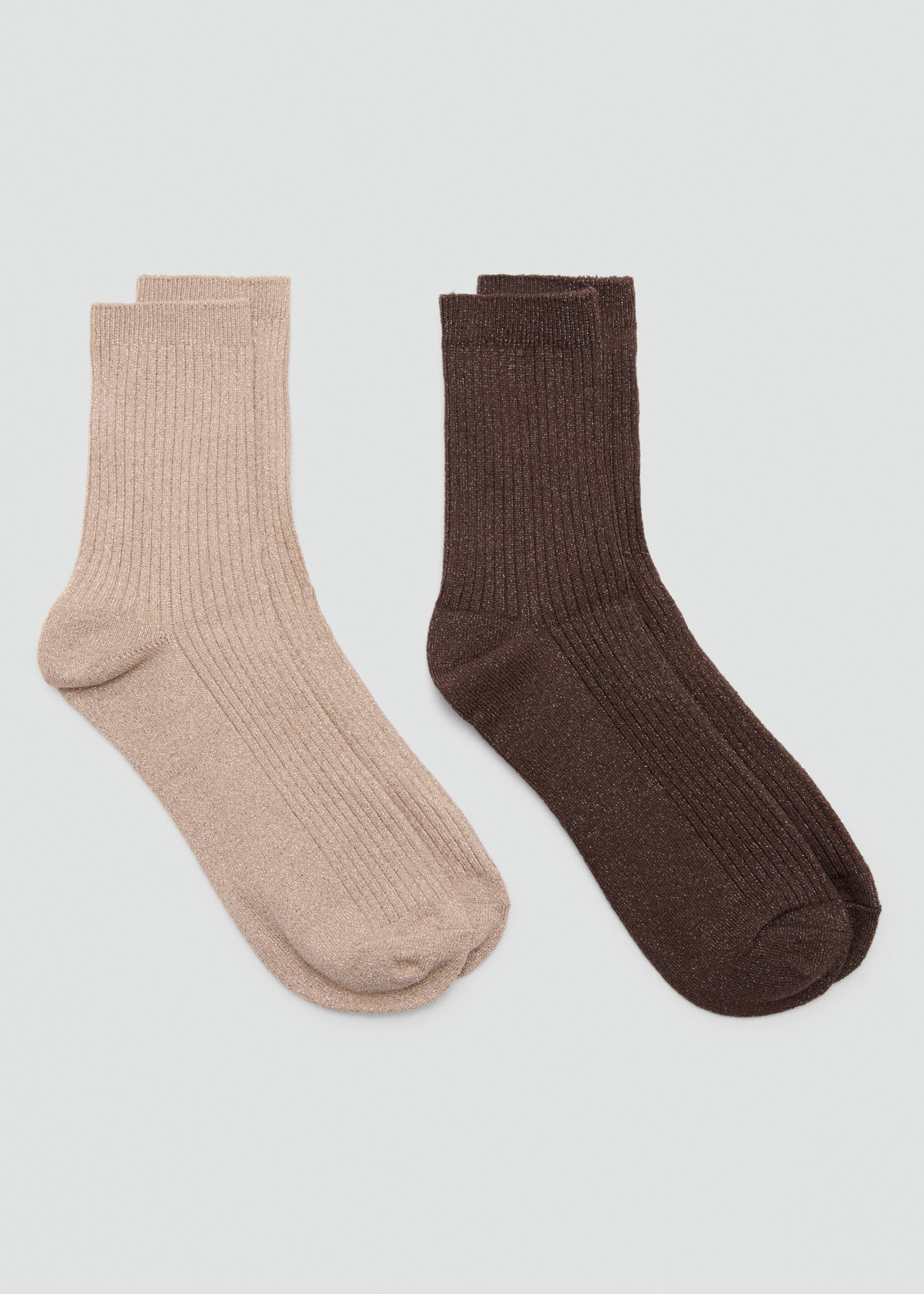 Pack of 2 ribbed lurex socks - Article without model, Beige. Ref: 27091194-00.