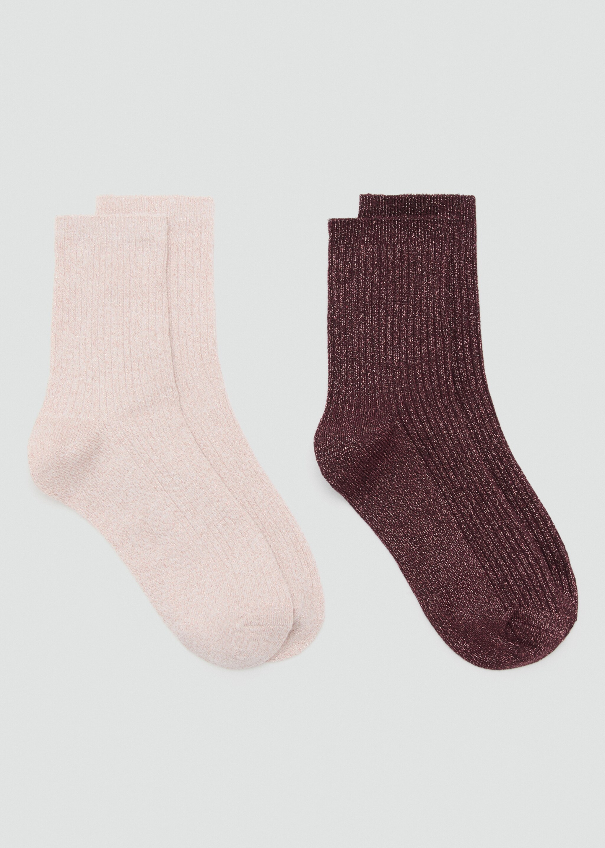 Pack of 2 ribbed lurex socks - Article without model, Light Pink. Ref: 27091194-00.
