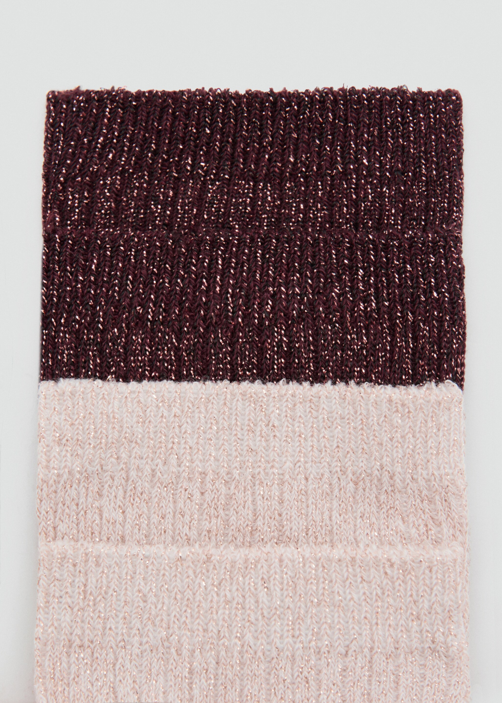 Pack of 2 ribbed lurex socks - Details of the article 1, Light Pink. Ref: 27091194-00.
