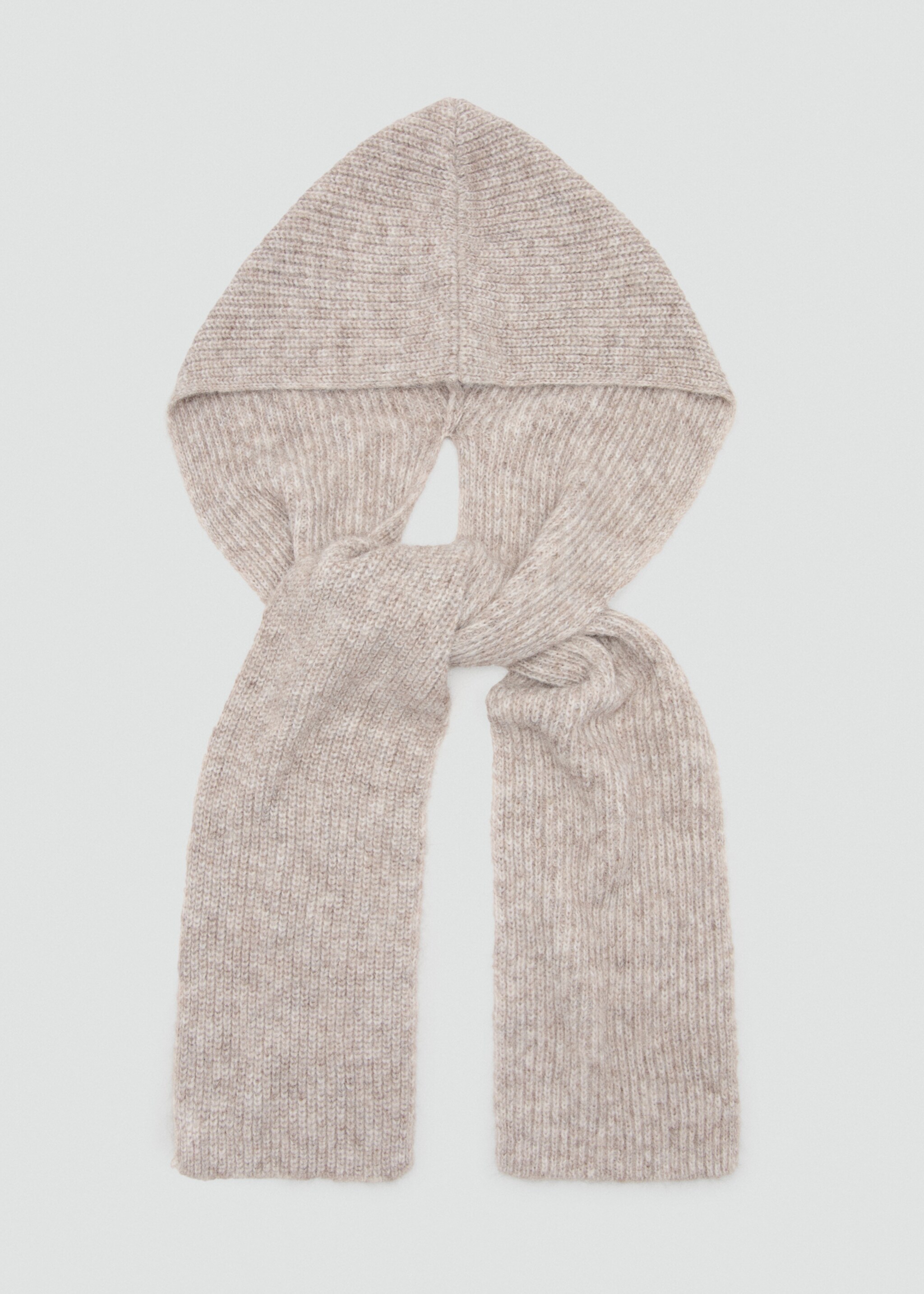 Combined knit scarf - Details of the article 2, Medium Brown. Ref: 27091195-00.