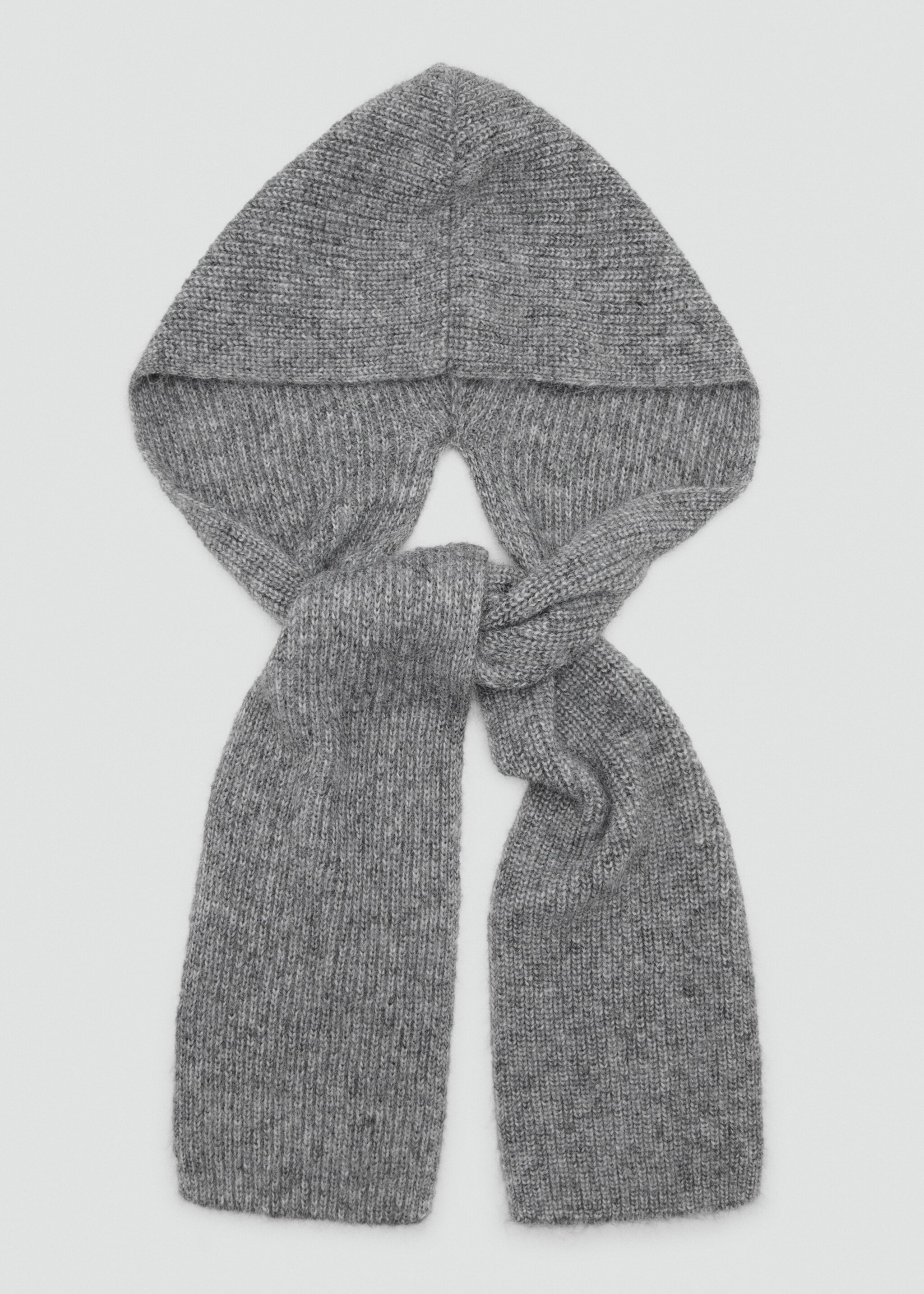 Combined knit scarf - Details of the article 2, Medium Heather Grey. Ref: 27091195-00.