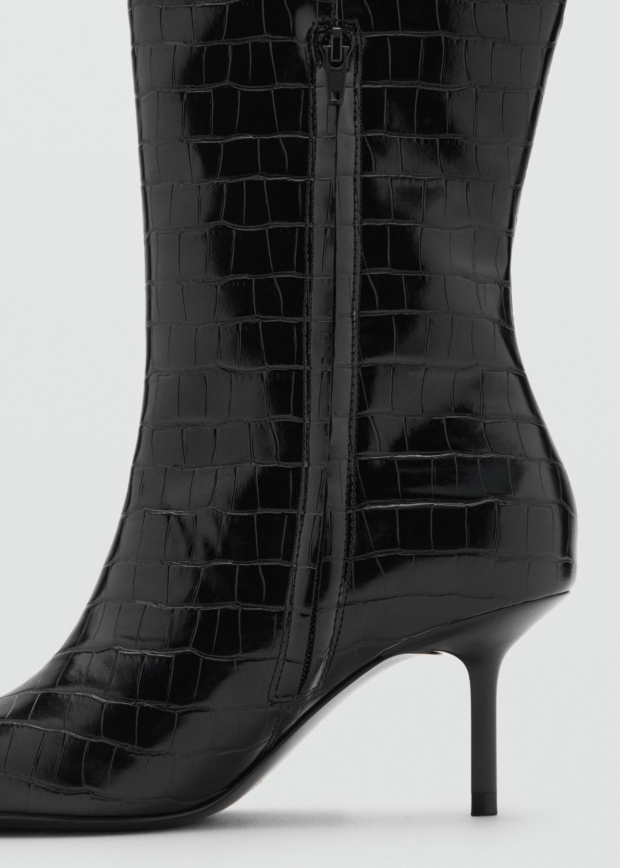 Croco faux leather boot - Details of the article 1, Black. Ref: 27091207-00.