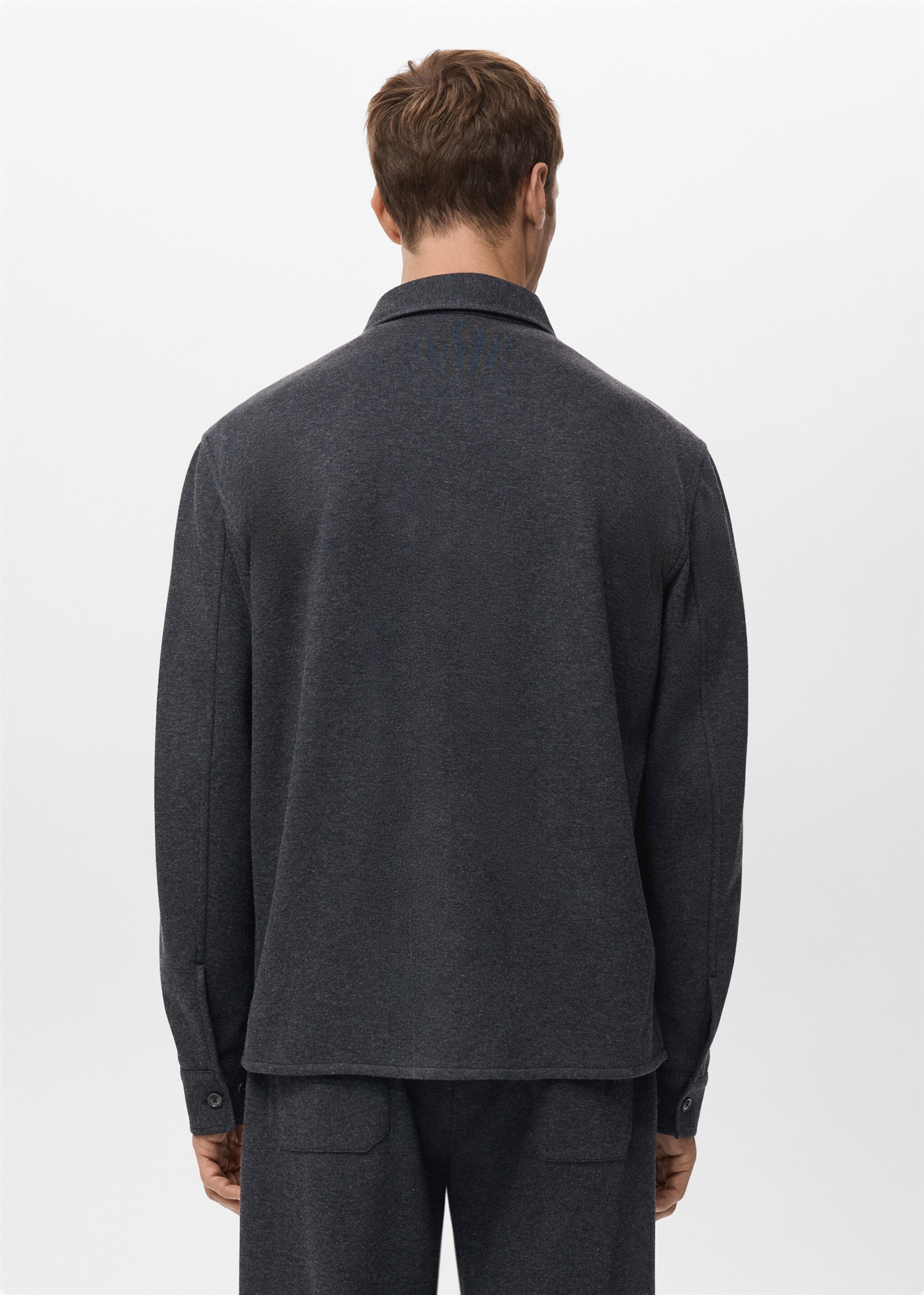 Flannel overshirt with pockets - Reverse of the article, Dark Heather Grey. Ref: 27091209-00.